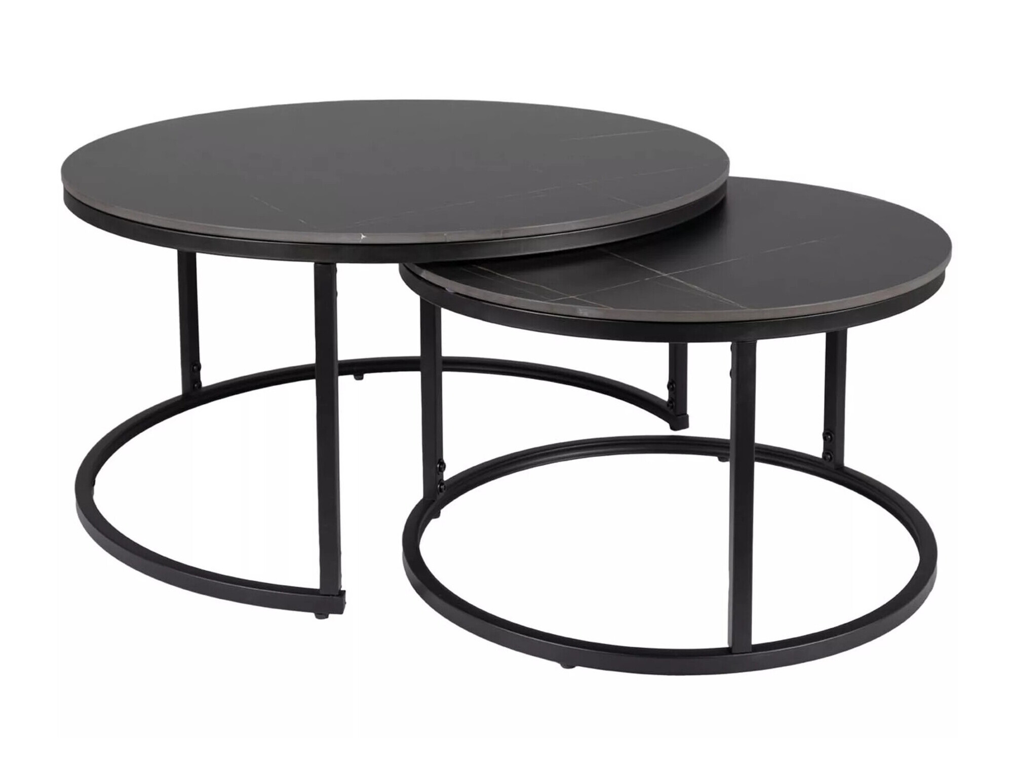 Set de măsuțe de cafea Detroit 607 (Marmură neagră + Negru)