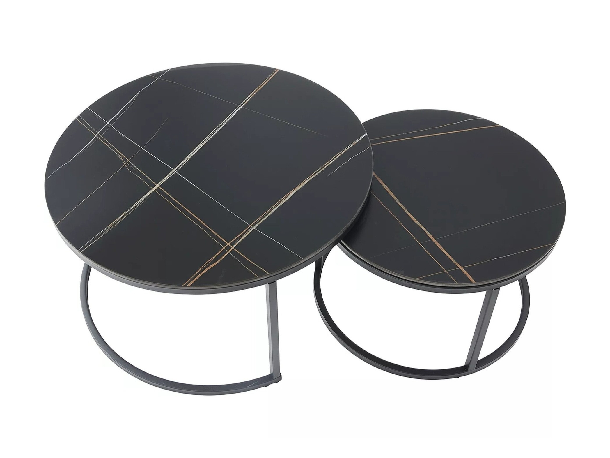 Set de măsuțe de cafea Detroit 607 (Marmură neagră + Negru)