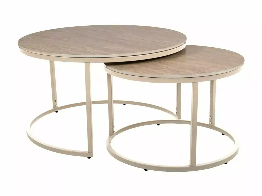 Set de măsuțe de cafea Detroit 607 (Travertin ușor + Cașmir)