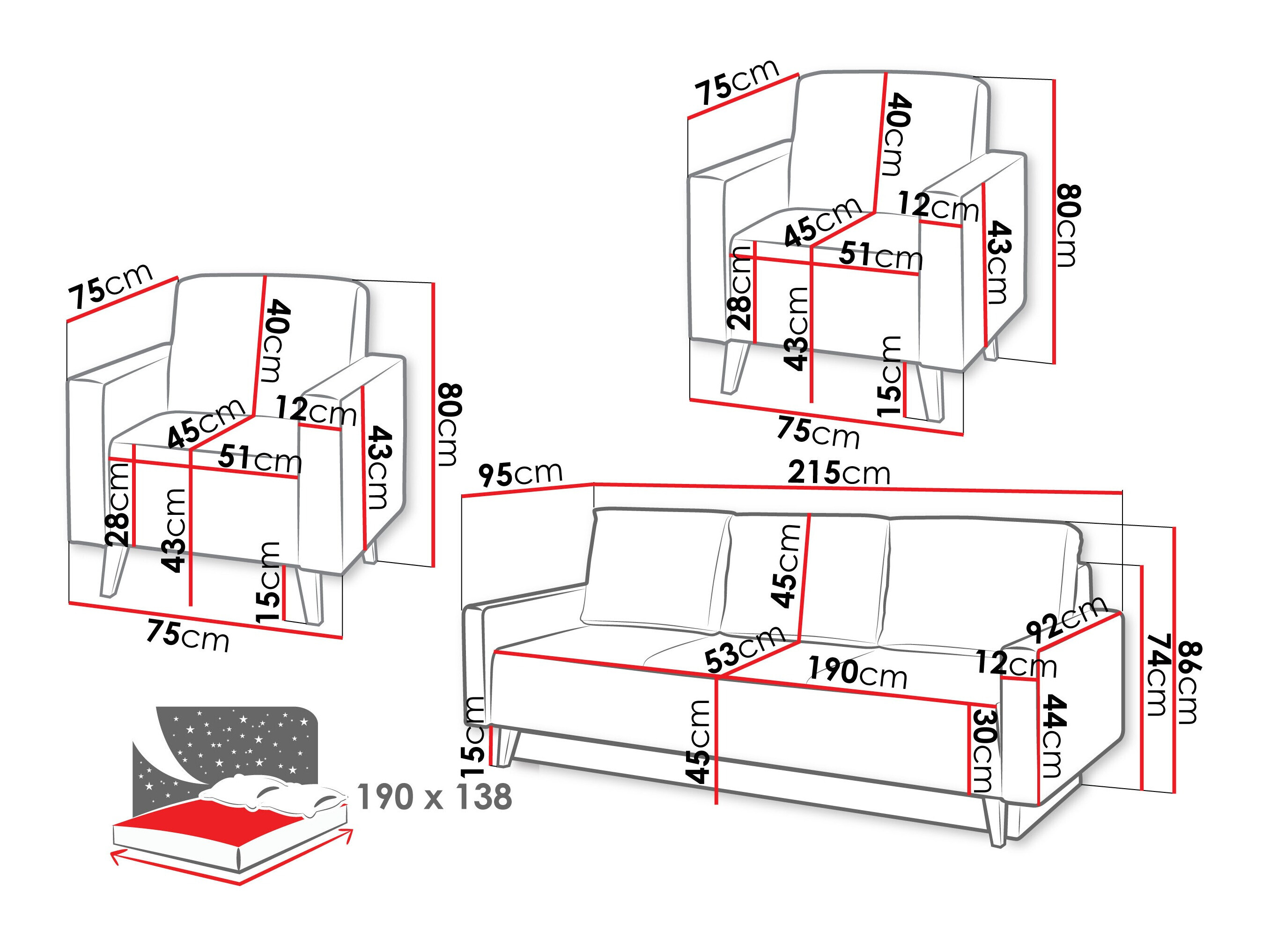 Set mobilier tapițat Delbene 133 (Verita 98)