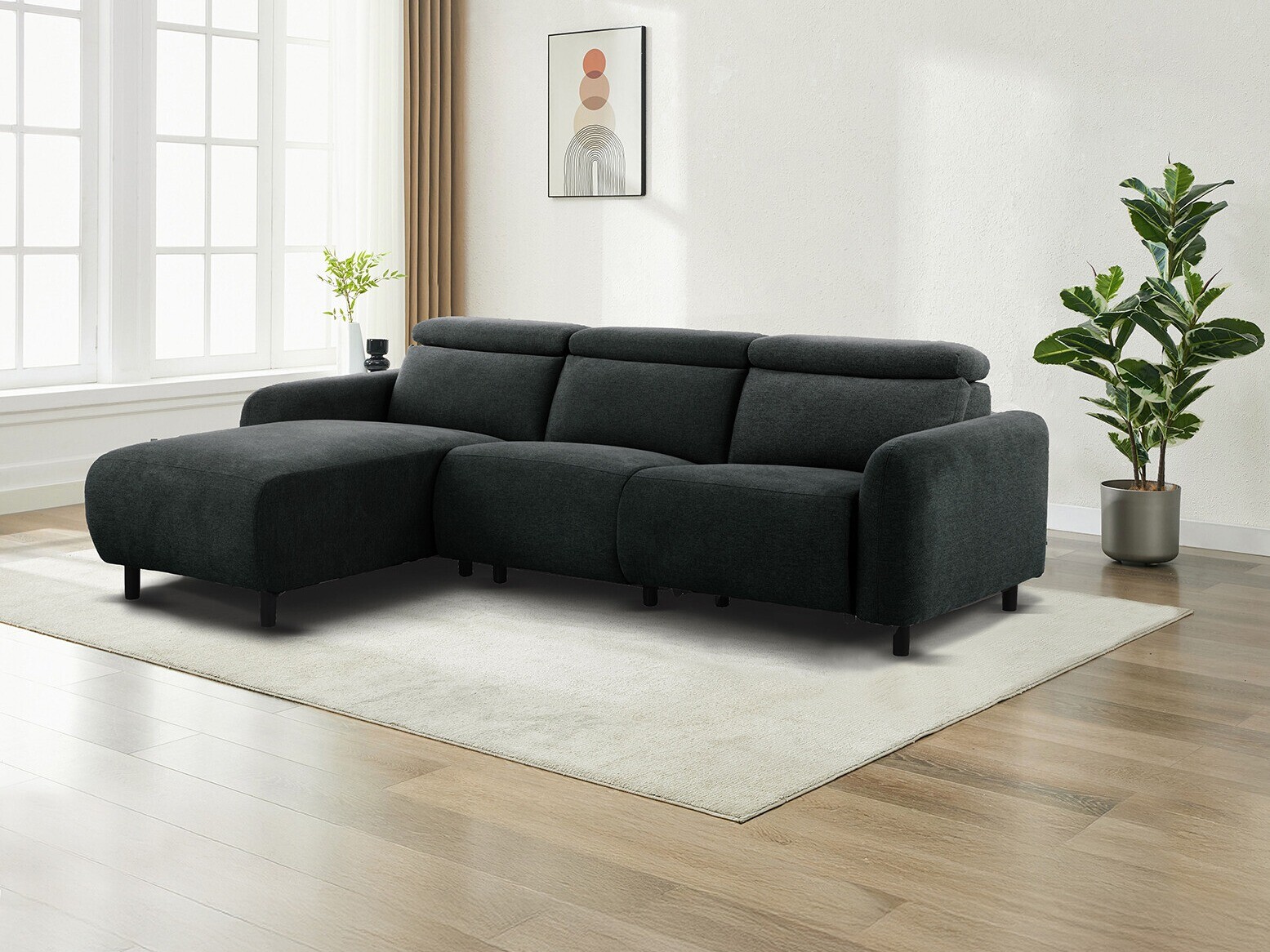 Colțar cu recliner Revbena 107 (Antracit)