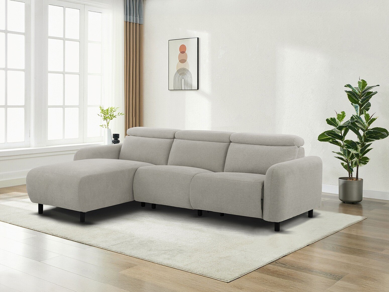 Colțar cu recliner Revbena 107 (Gri deschis)