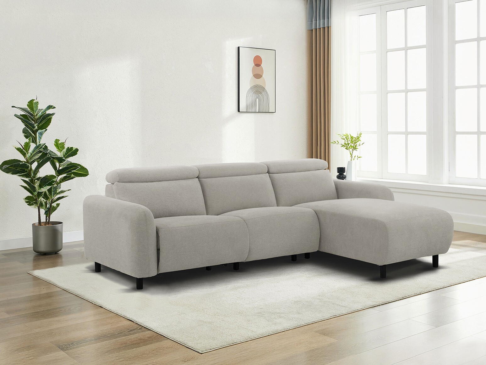 Colțar cu recliner Revbena 107 (Gri deschis)