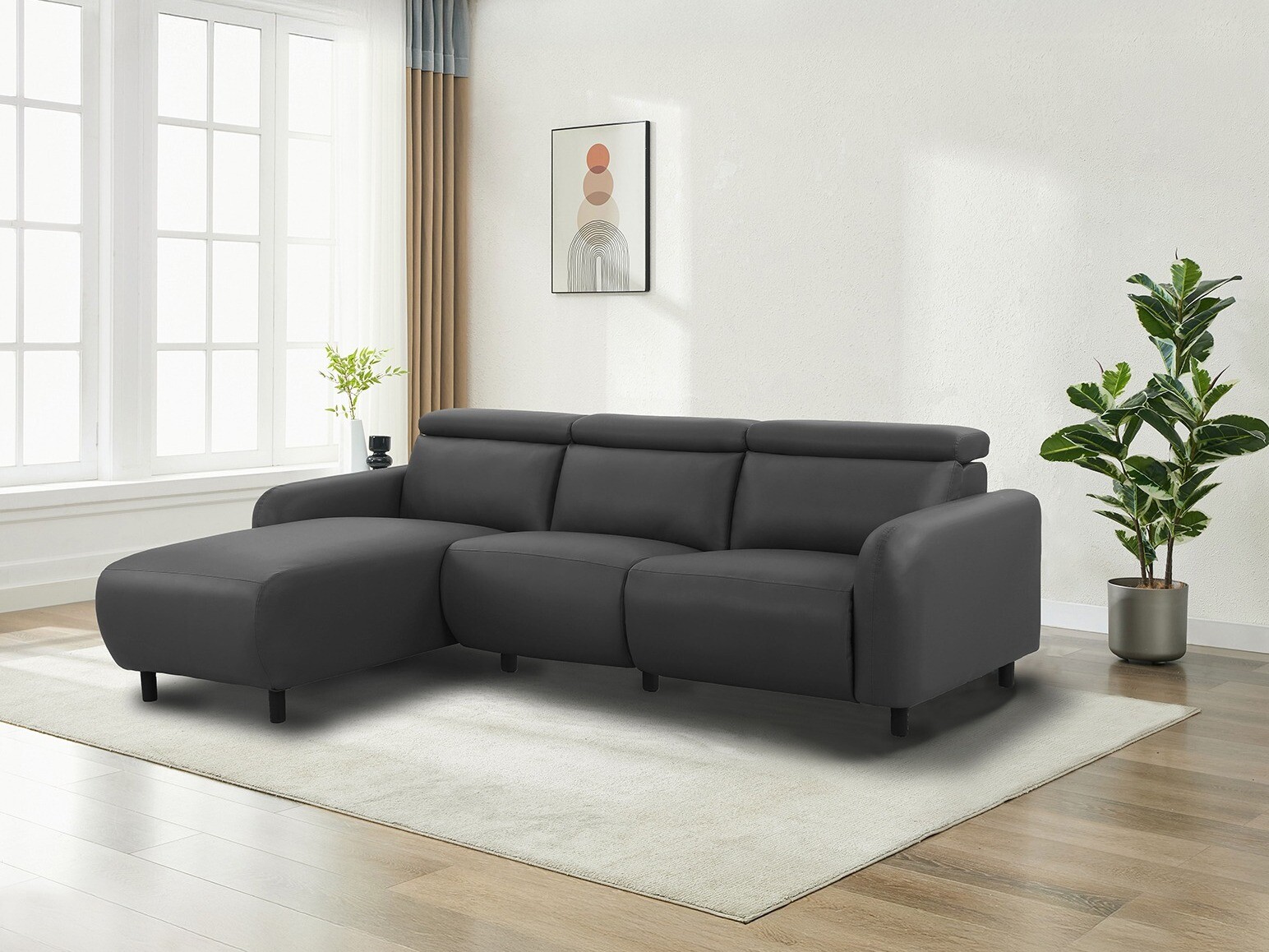 Colțar cu recliner Revbena 107 (Gri)