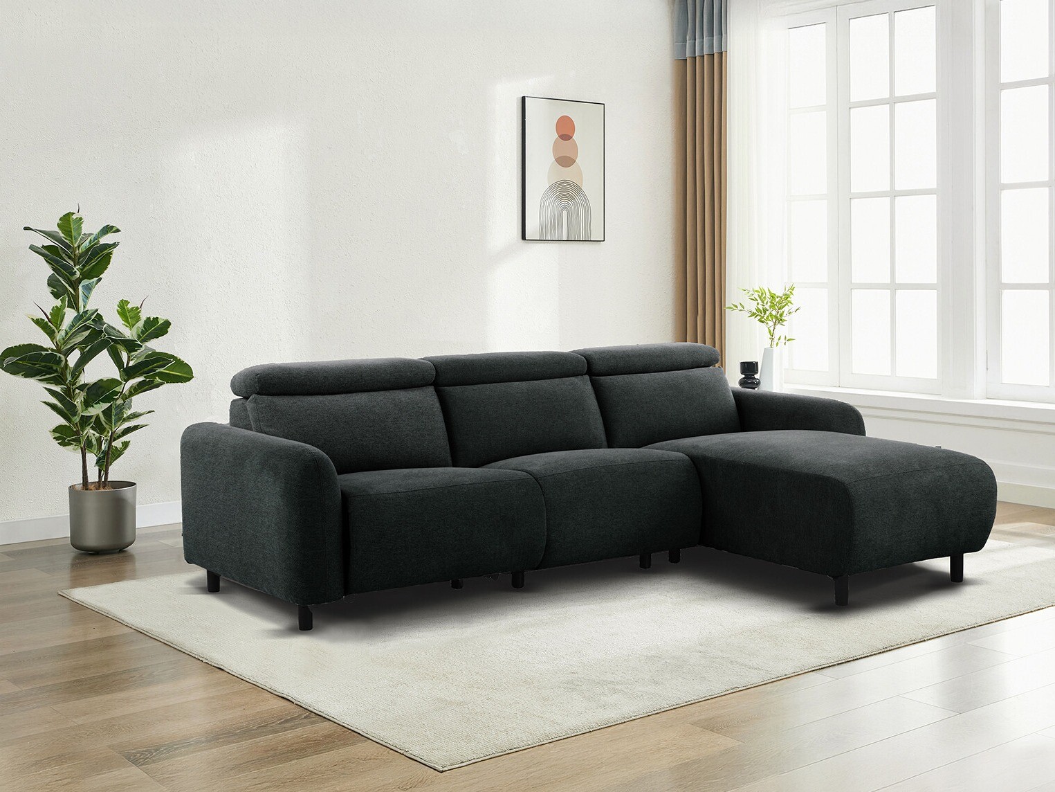 Colțar cu recliner Revbena 100 (Antracit)