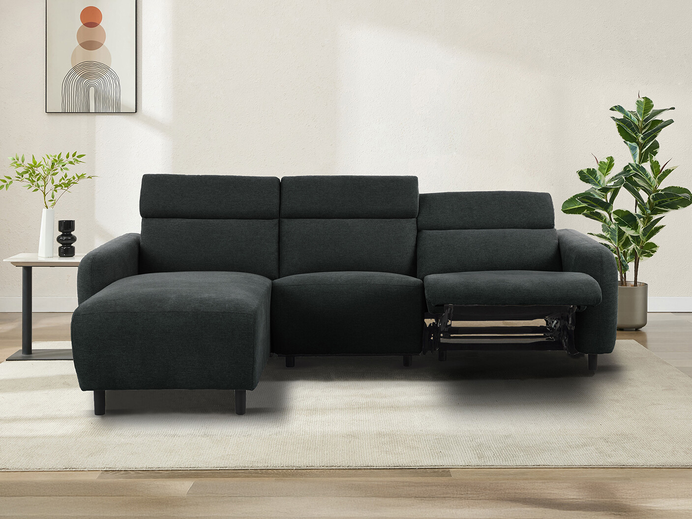 Colțar cu recliner Revbena 100 (Antracit)