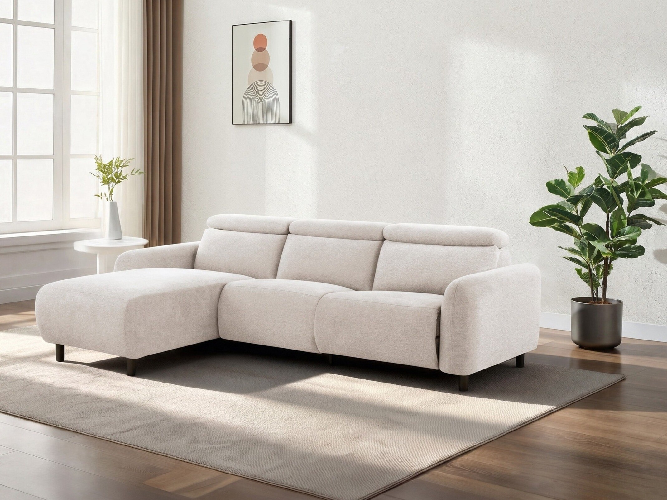 Colțar cu recliner Revbena 100 (Crem)