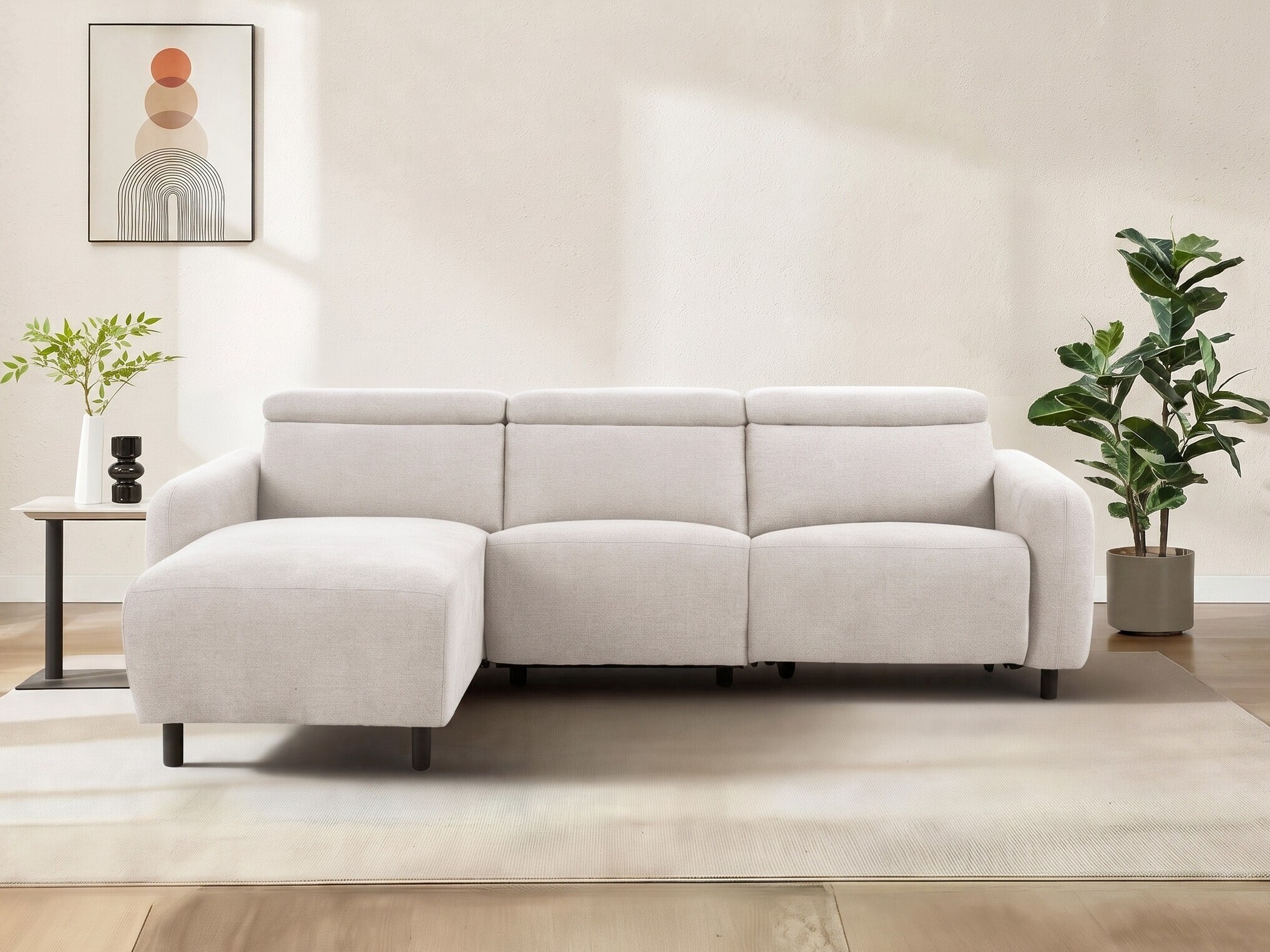 Colțar cu recliner Revbena 100 (Crem)