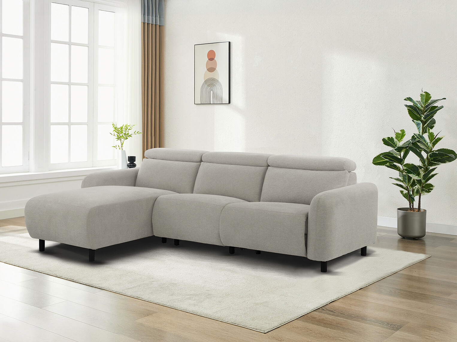 Colțar cu recliner Revbena 100 (Gri deschis)