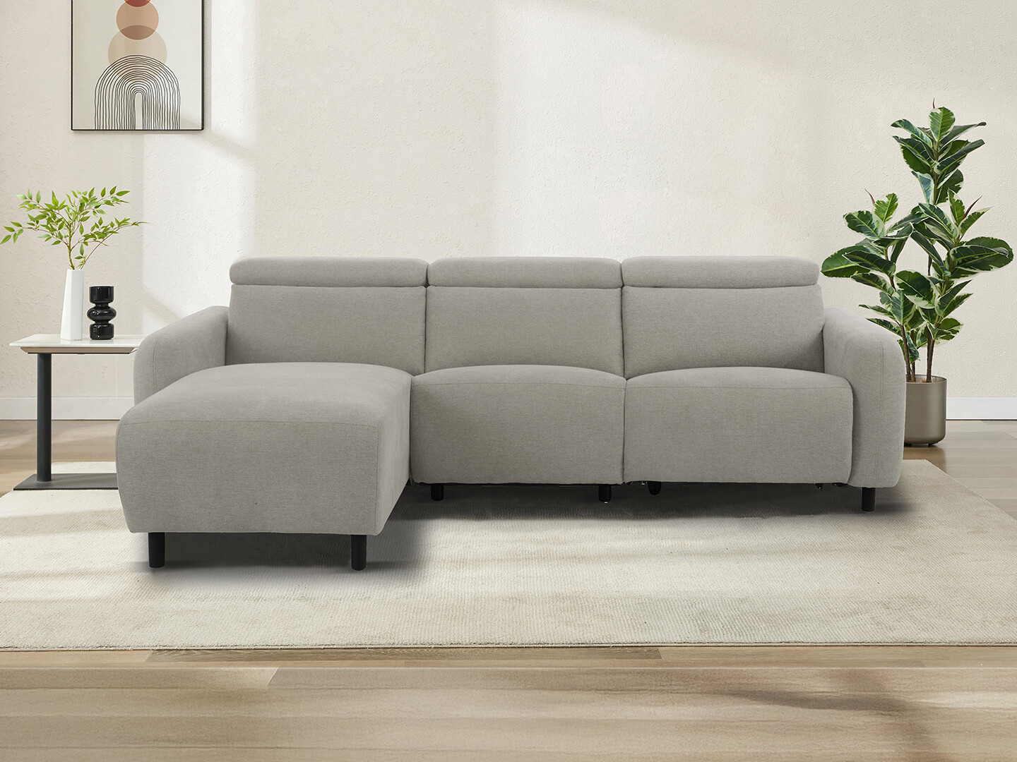 Colțar cu recliner Revbena 100 (Gri deschis)