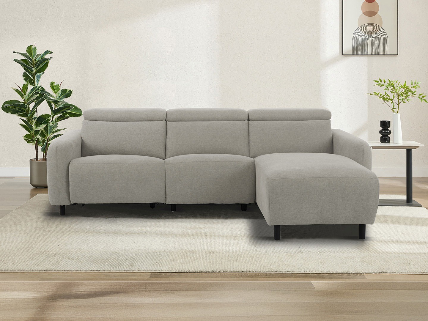 Colțar cu recliner Revbena 100 (Gri deschis)