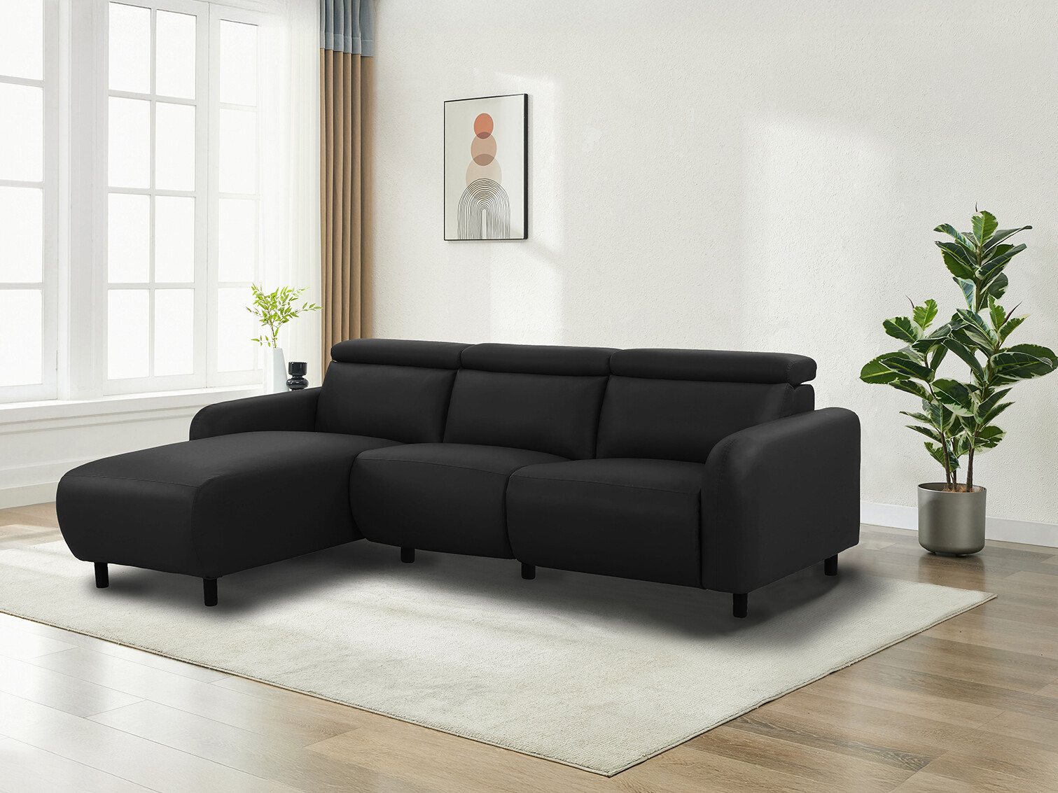 Colțar cu recliner Revbena 100 (Negru)