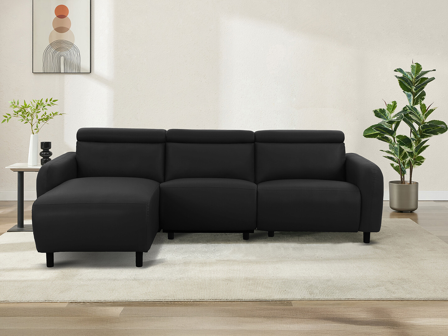 Colțar cu recliner Revbena 100 (Negru)
