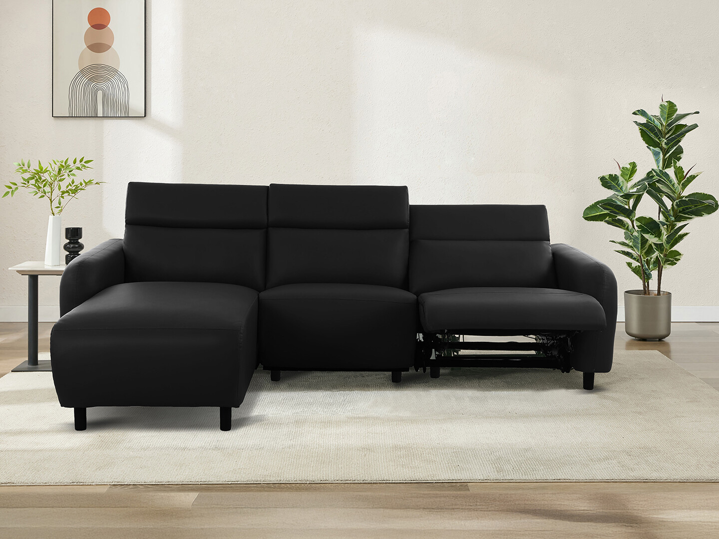 Colțar cu recliner Revbena 100 (Negru)