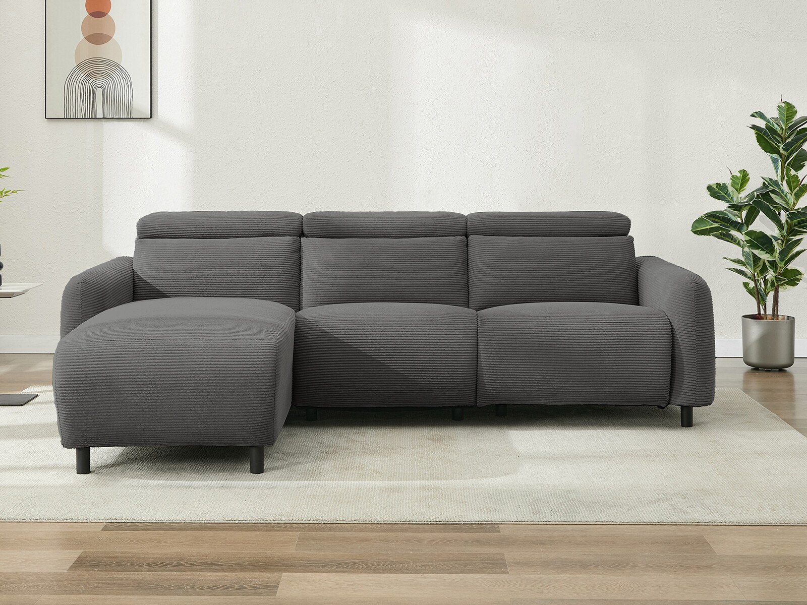 Colțar cu recliner Revbena 103 (Antracit)