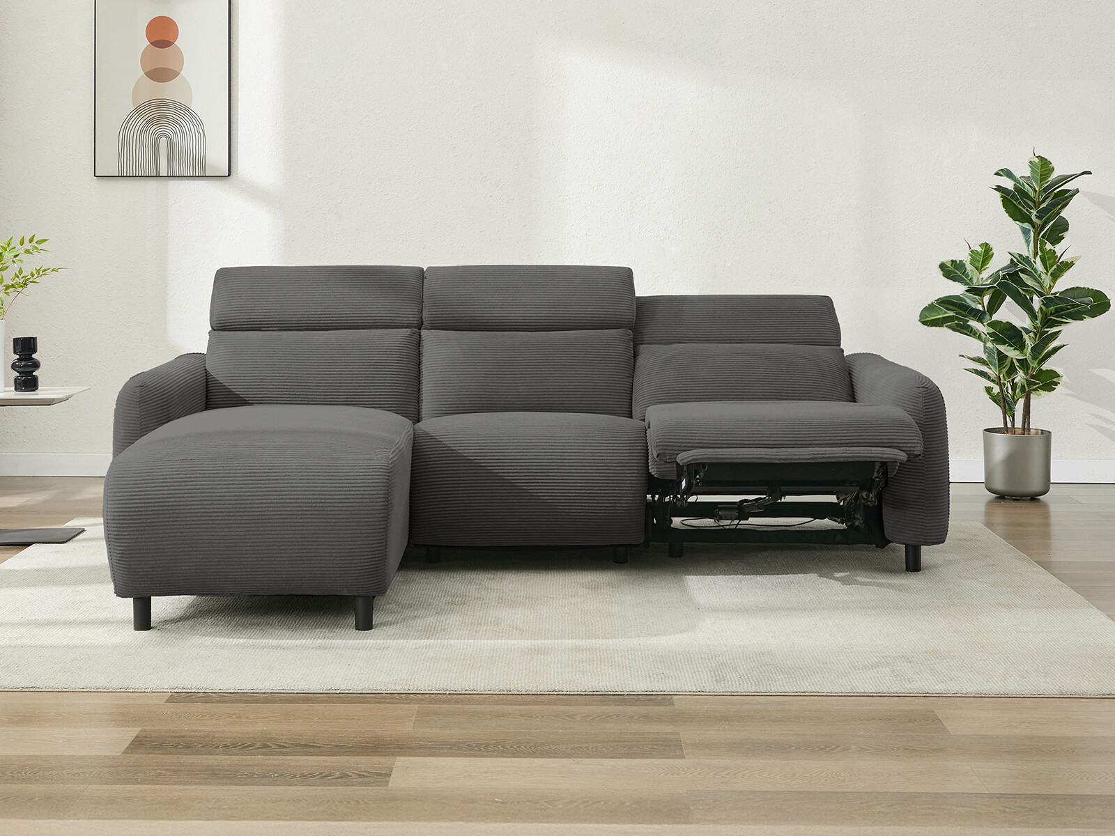 Colțar cu recliner Revbena 103 (Antracit)
