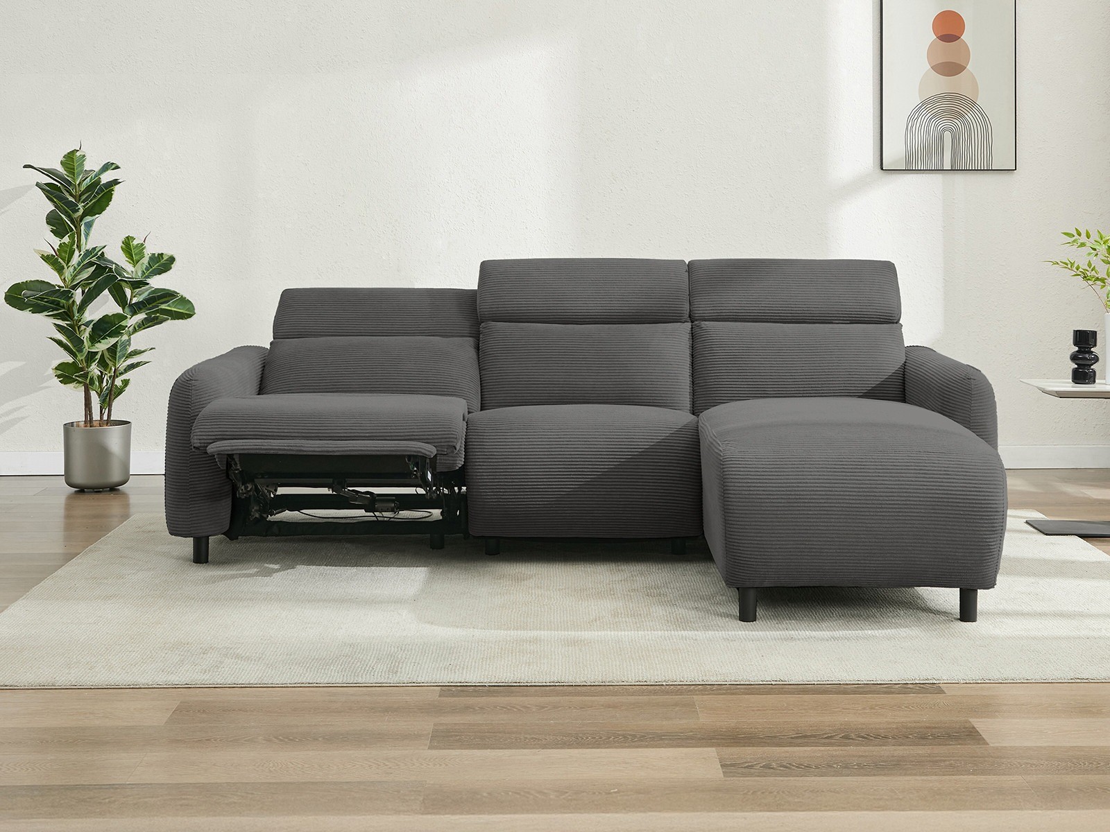 Colțar cu recliner Revbena 103 (Antracit)