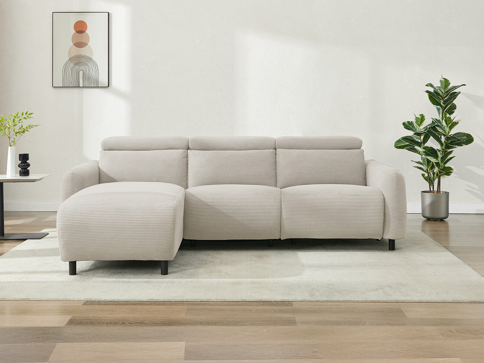 Colțar cu recliner Revbena 103 (Crem)