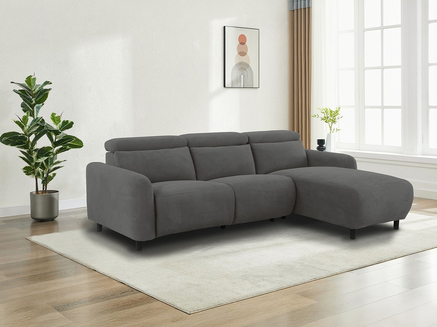 Colțar cu recliner Revbena 104 (Antracit)