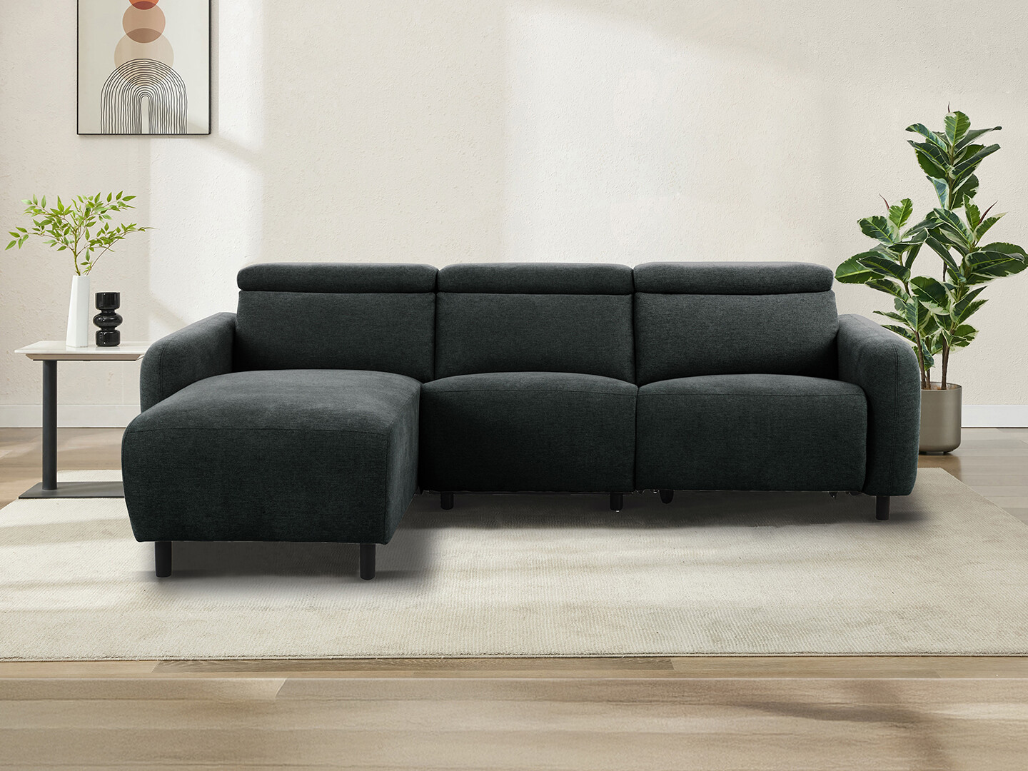Colțar cu recliner Revbena 107 (Antracit)