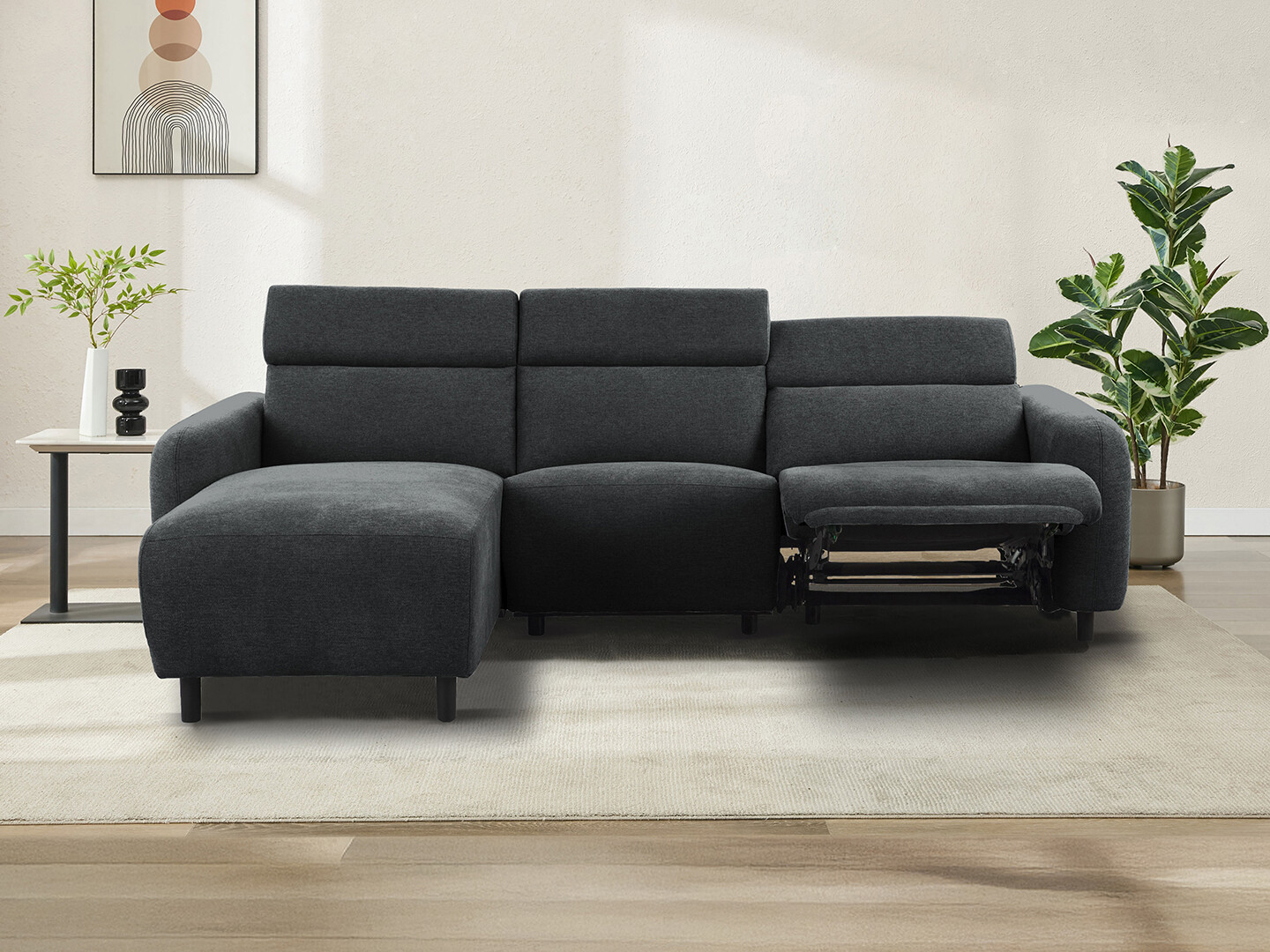 Colțar cu recliner Revbena 107 (Antracit)