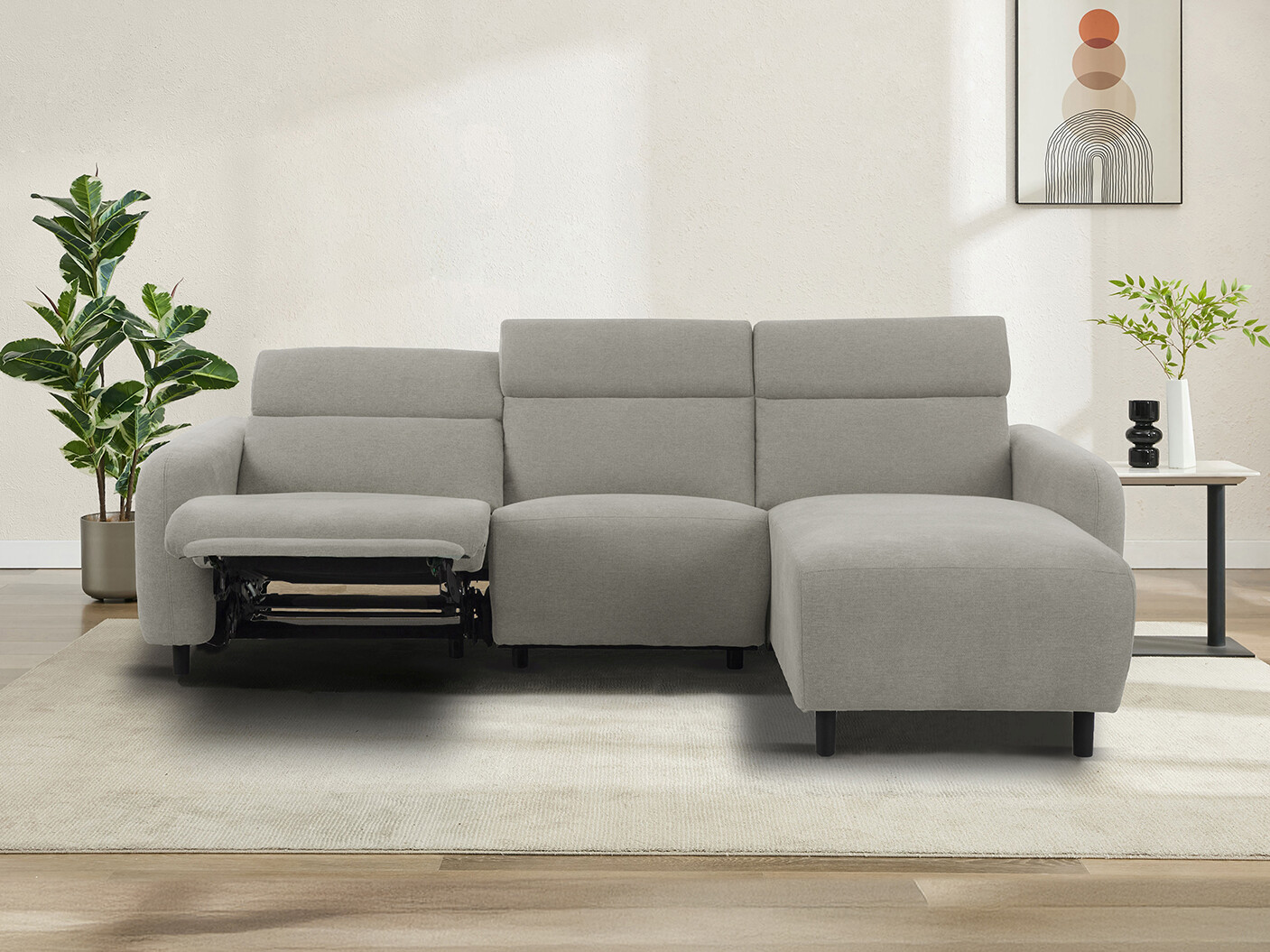 Colțar cu recliner Revbena 107 (Gri deschis)