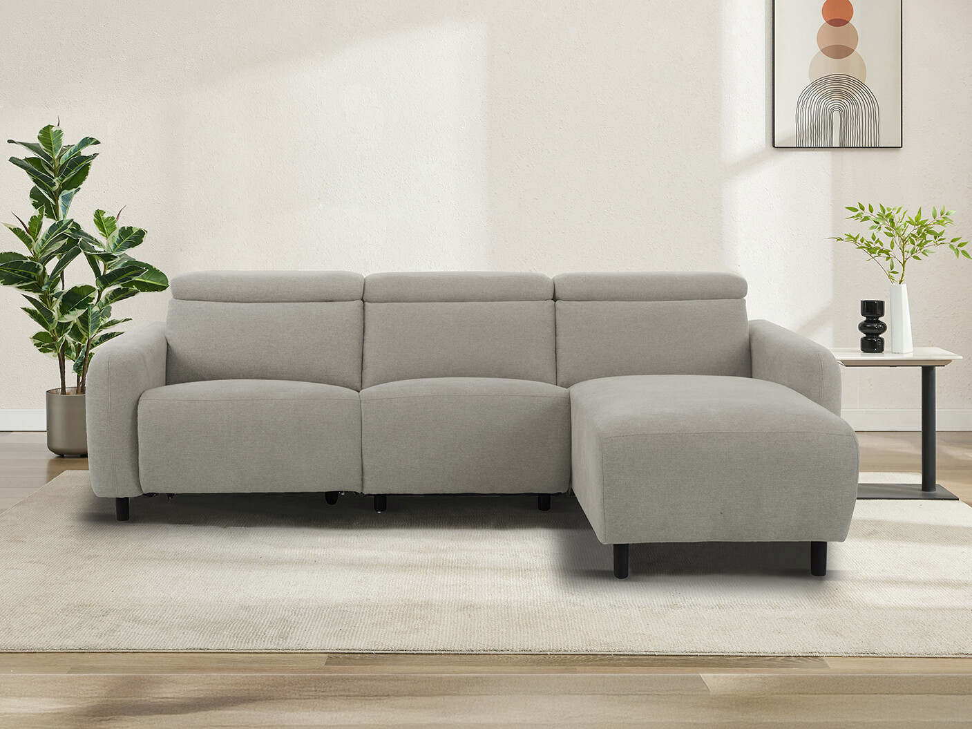 Colțar cu recliner Revbena 107 (Gri deschis)
