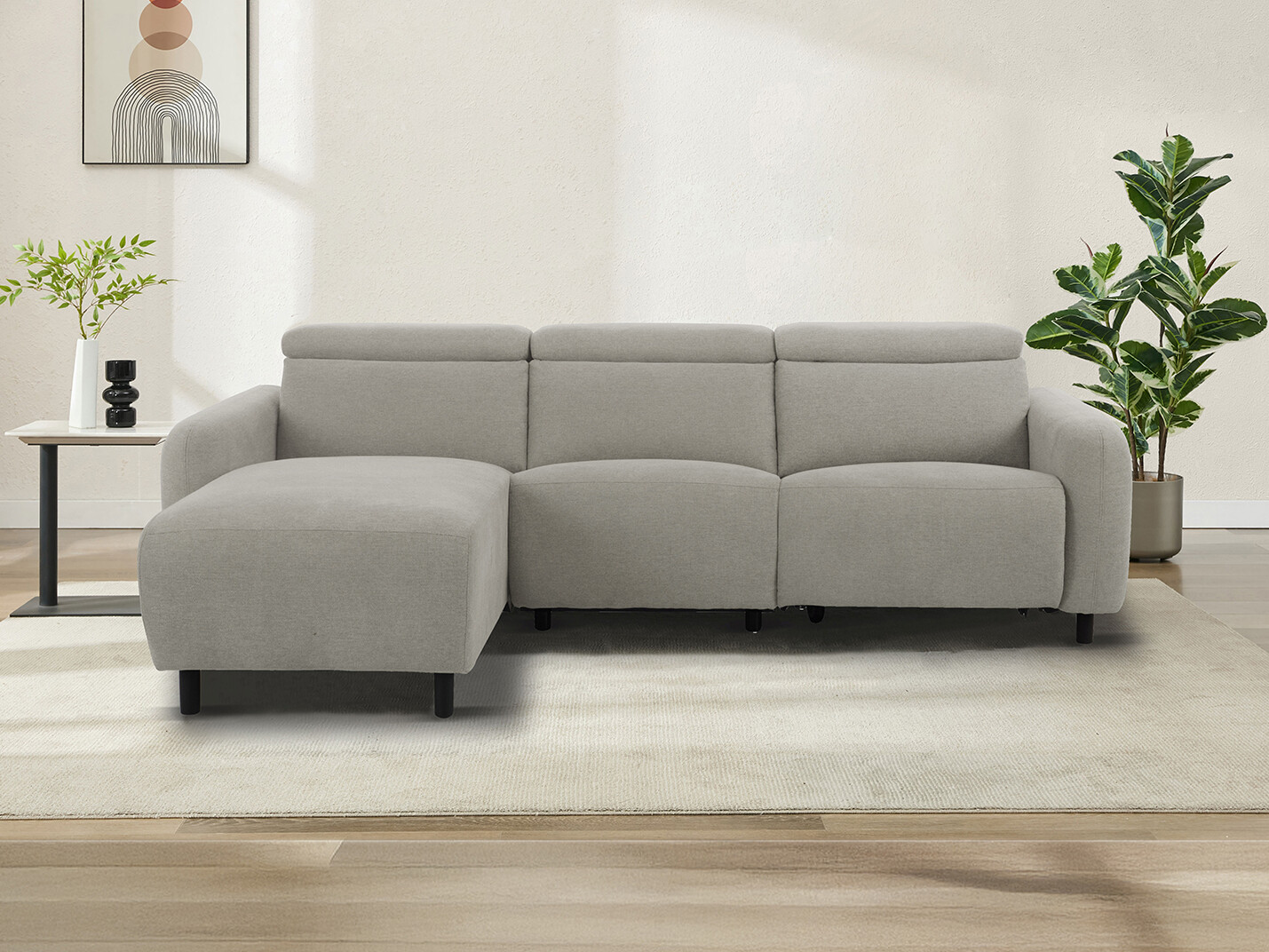 Colțar cu recliner Revbena 107 (Gri deschis)