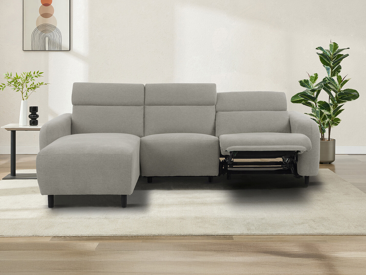 Colțar cu recliner Revbena 107 (Gri deschis)