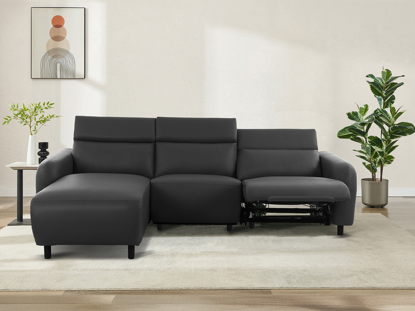 Colțar cu recliner Revbena 107 (Gri)