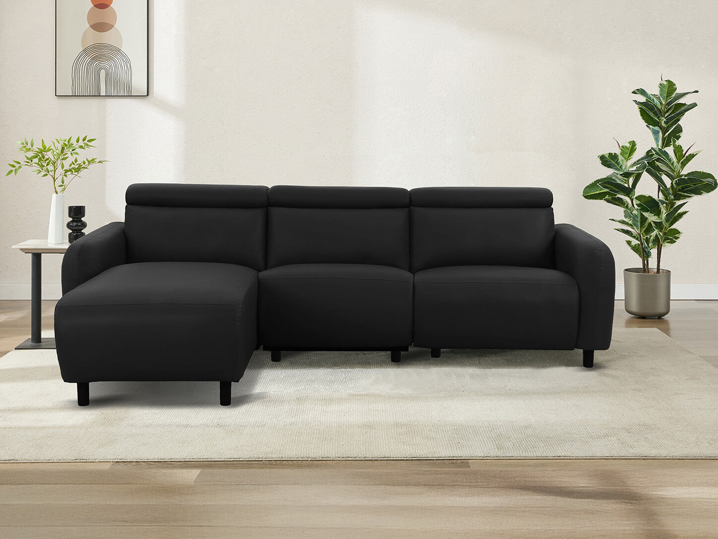 Colțar cu recliner Revbena 107 (Negru)