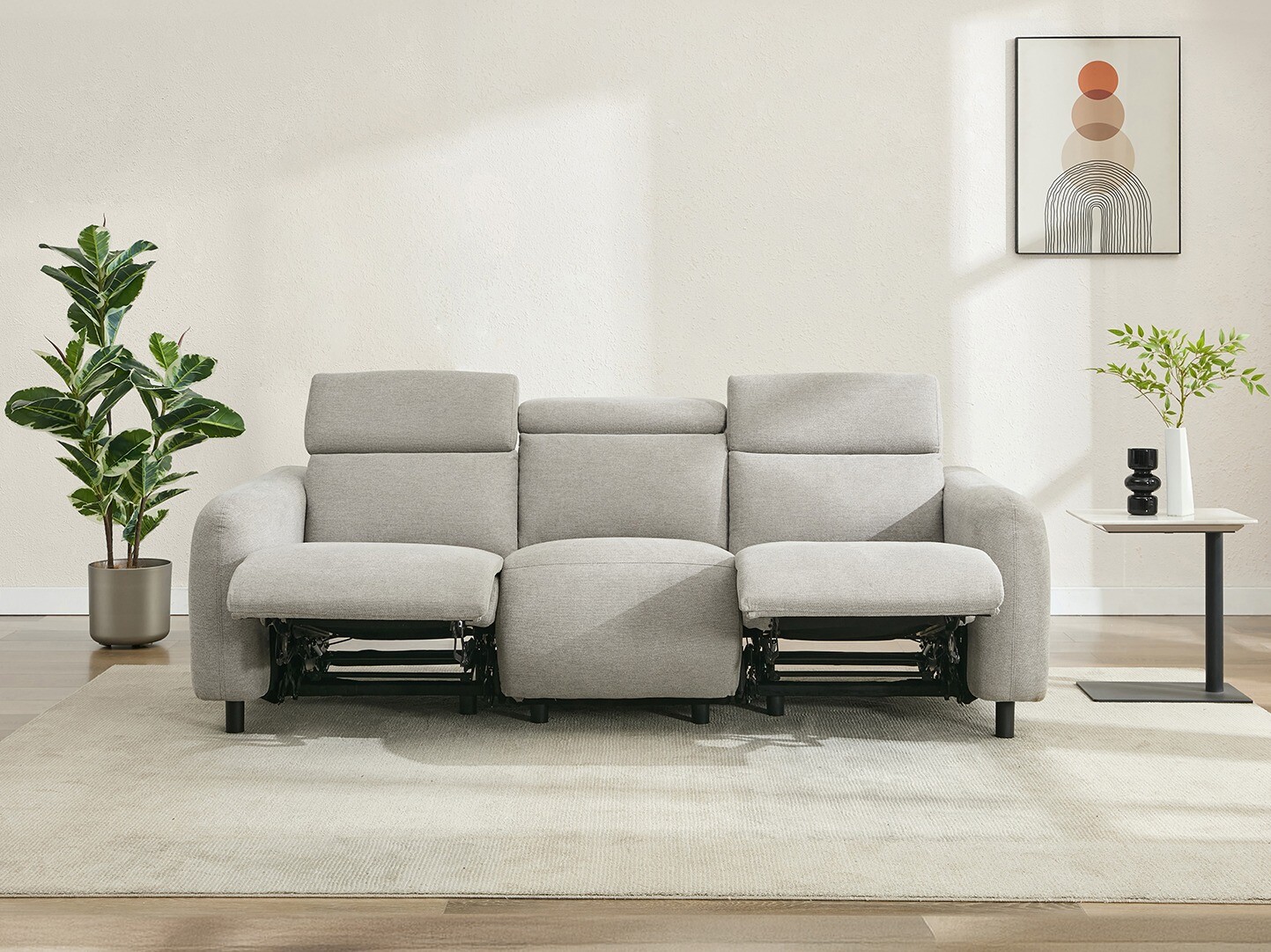 Canapea recliner Revbena 101 (Gri deschis)