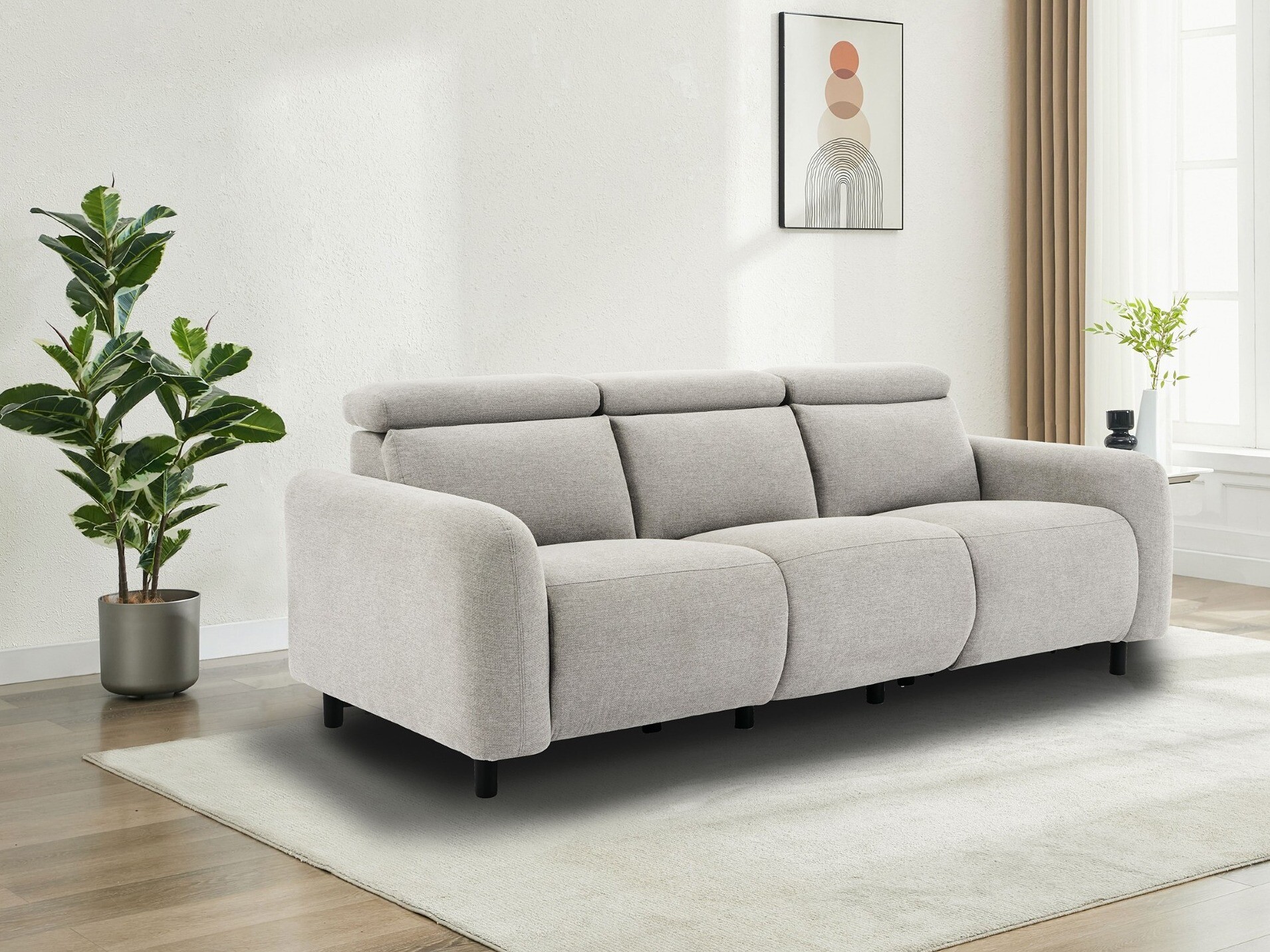 Canapea recliner Revbena 101 (Gri deschis)