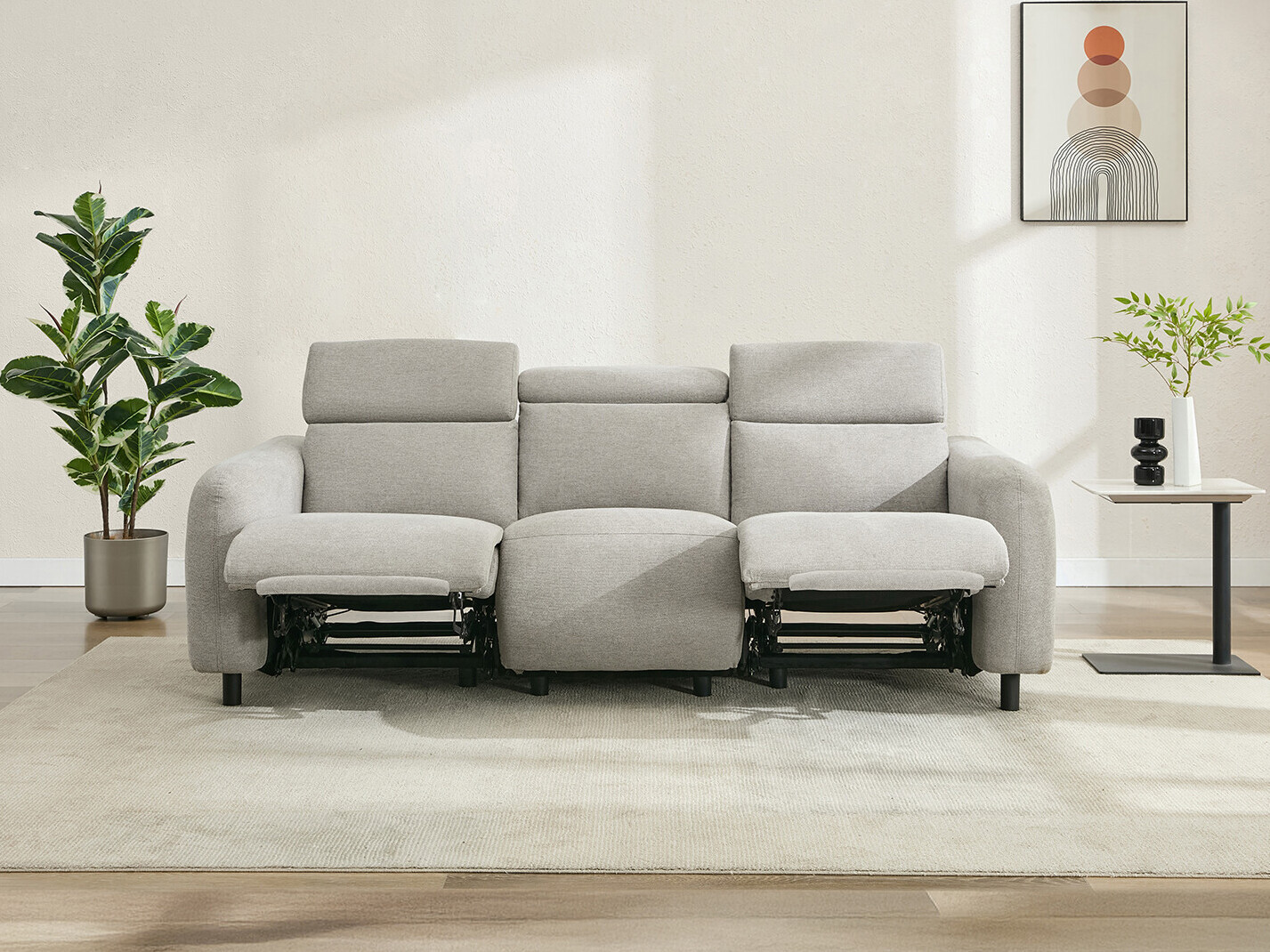 Canapea recliner Revbena 102 (Gri deschis)