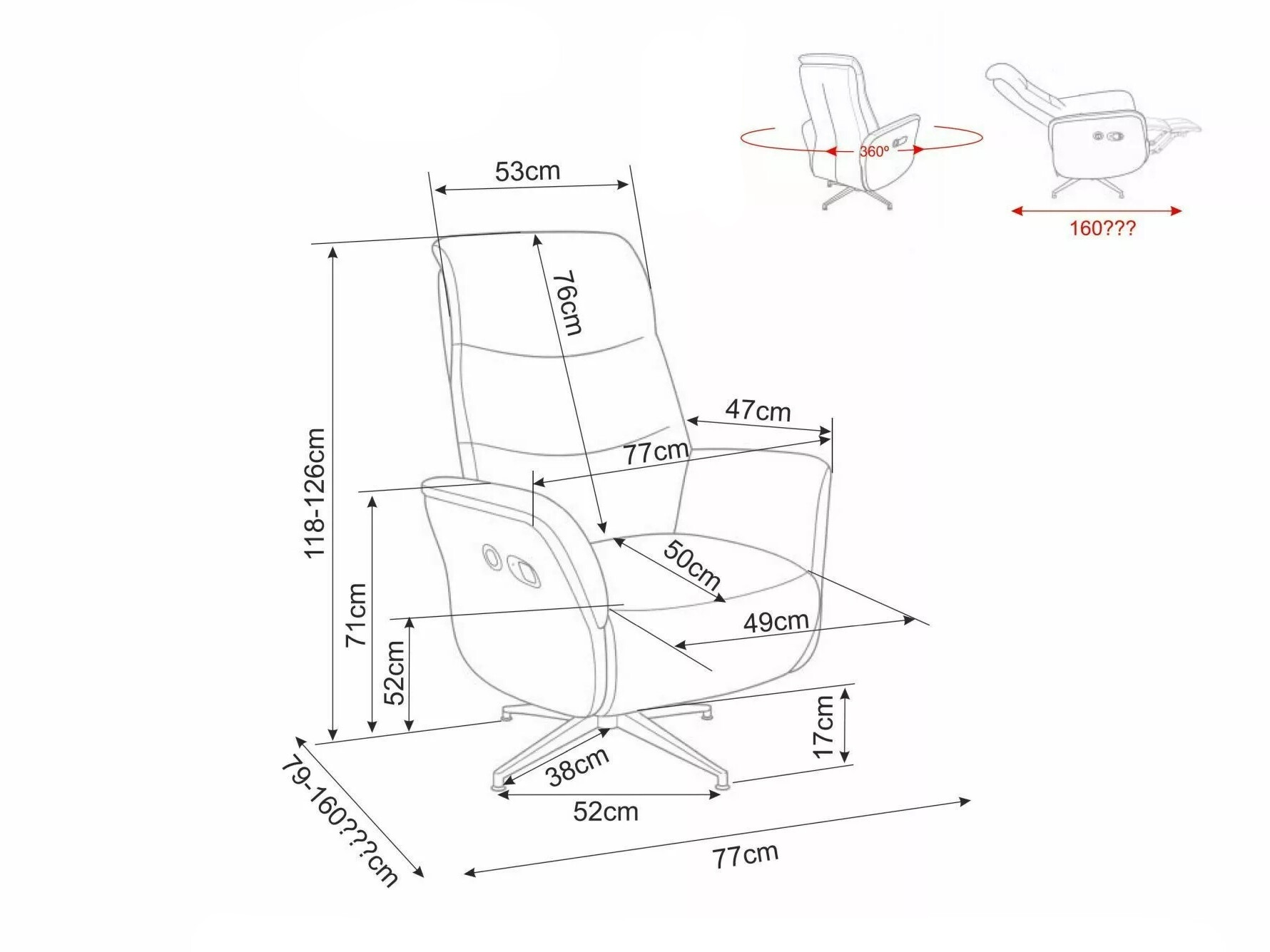 Fotoliu recliner Detroit 1031 (Raven 22)