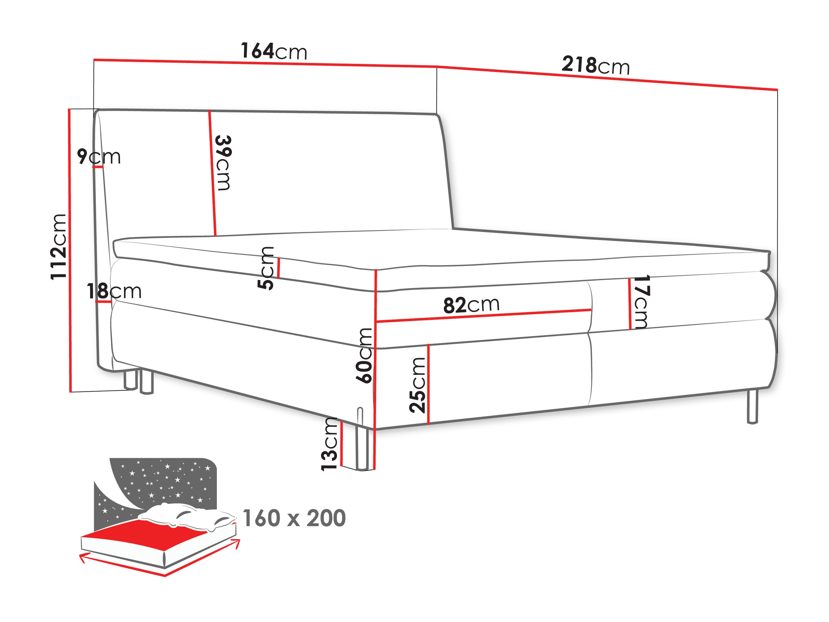 Pat boxspring Portage 113 (Adventure 80)