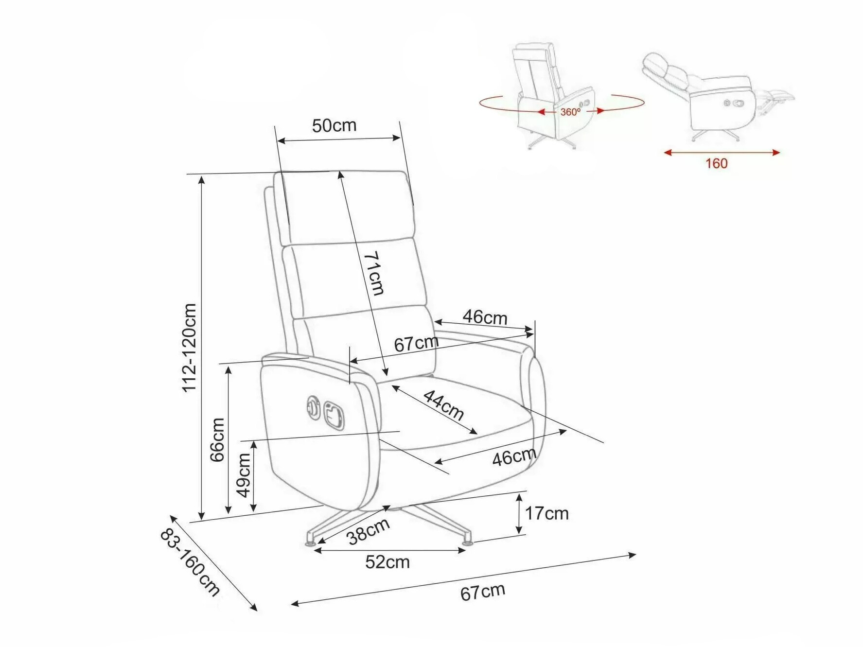 Fotoliu recliner Detroit 1032 (Raven 45)
