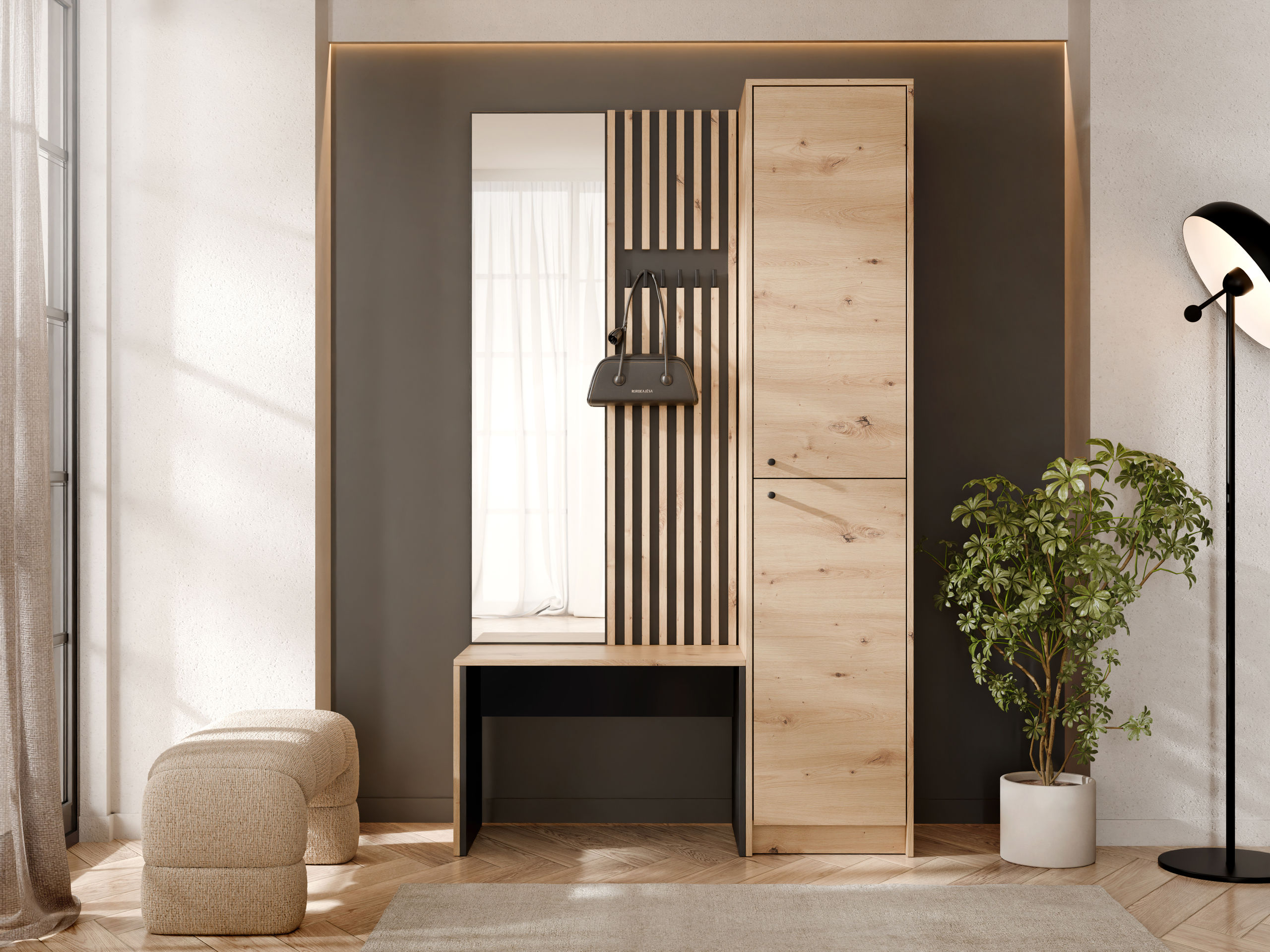 Set de hol Comfivo Nomas (Stejar artizan + Negru)