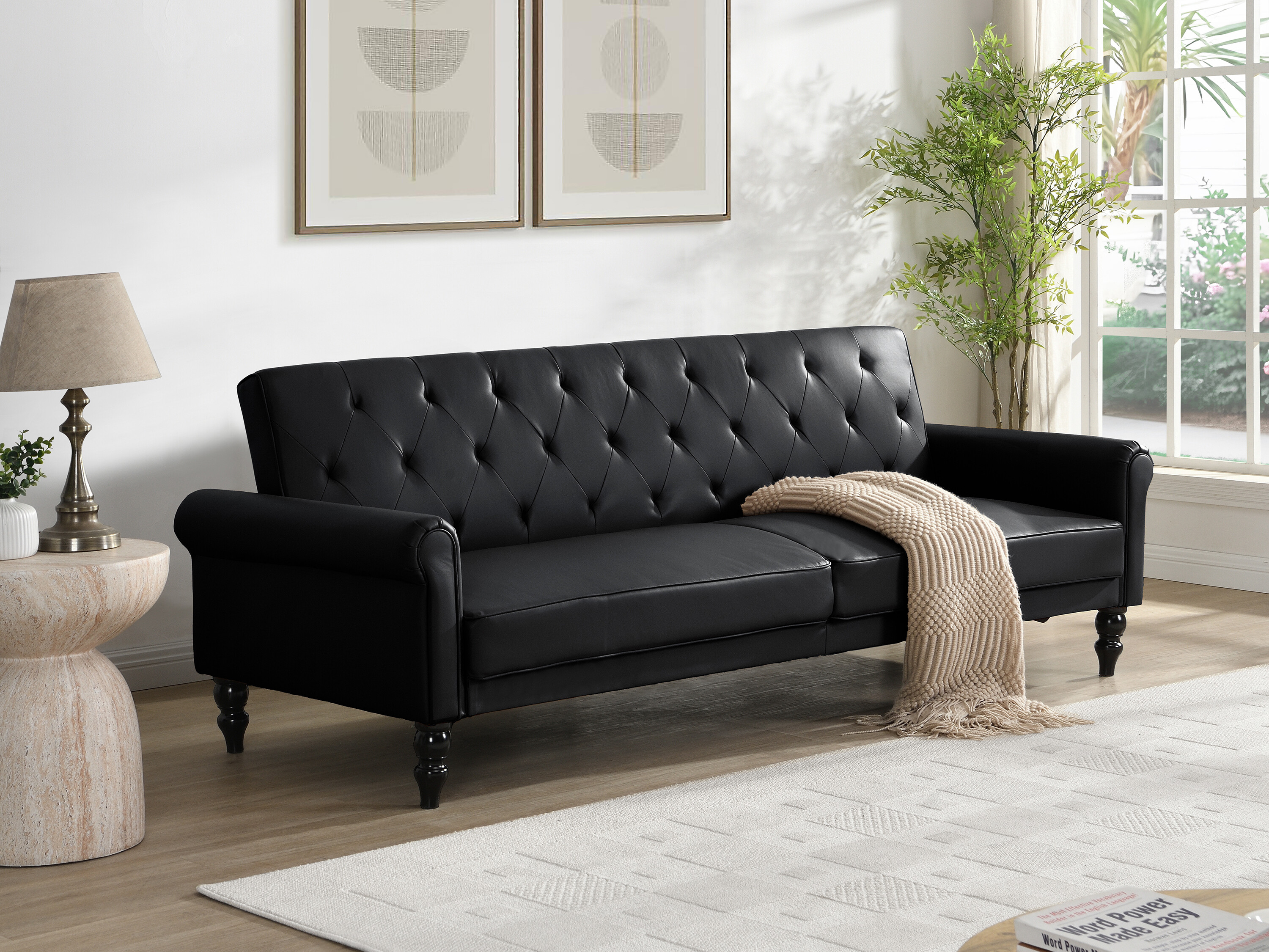 Canapea extensibilă Denton 1581 (Negru)