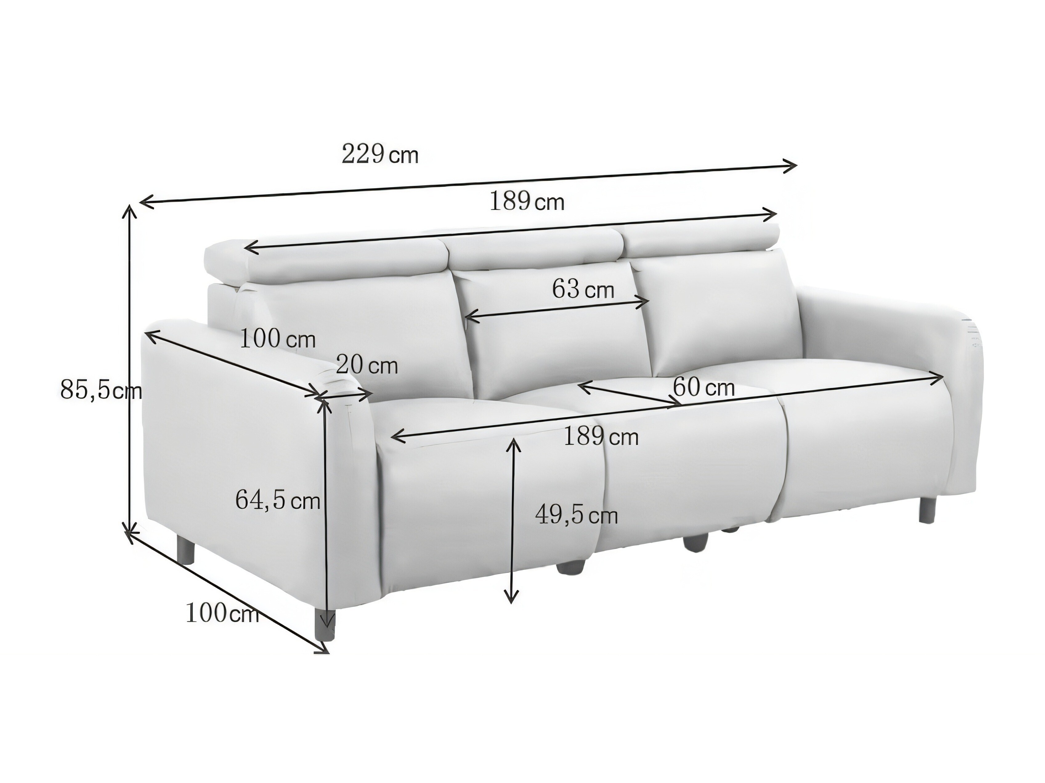 Canapea recliner Revbena 105 (Gri)
