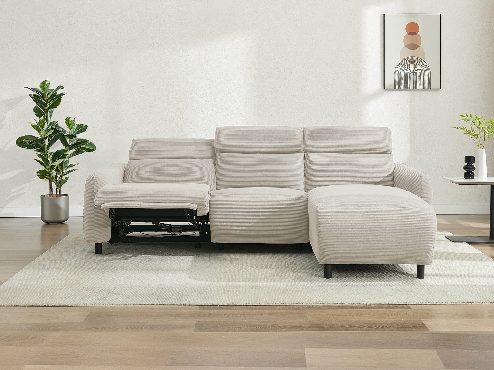 Colțar cu recliner Revbena 103 (Crem)