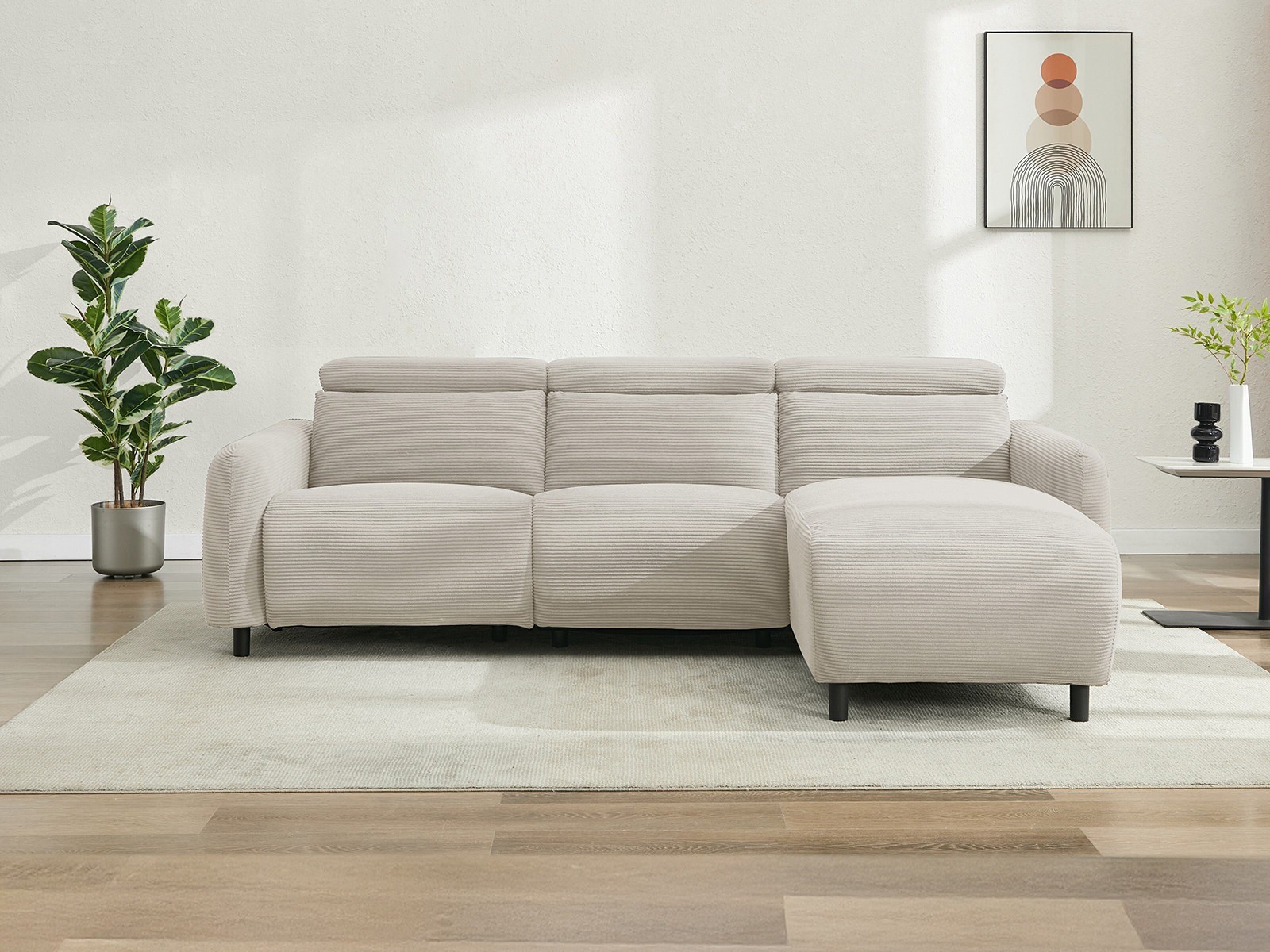 Colțar cu recliner Revbena 103 (Crem)