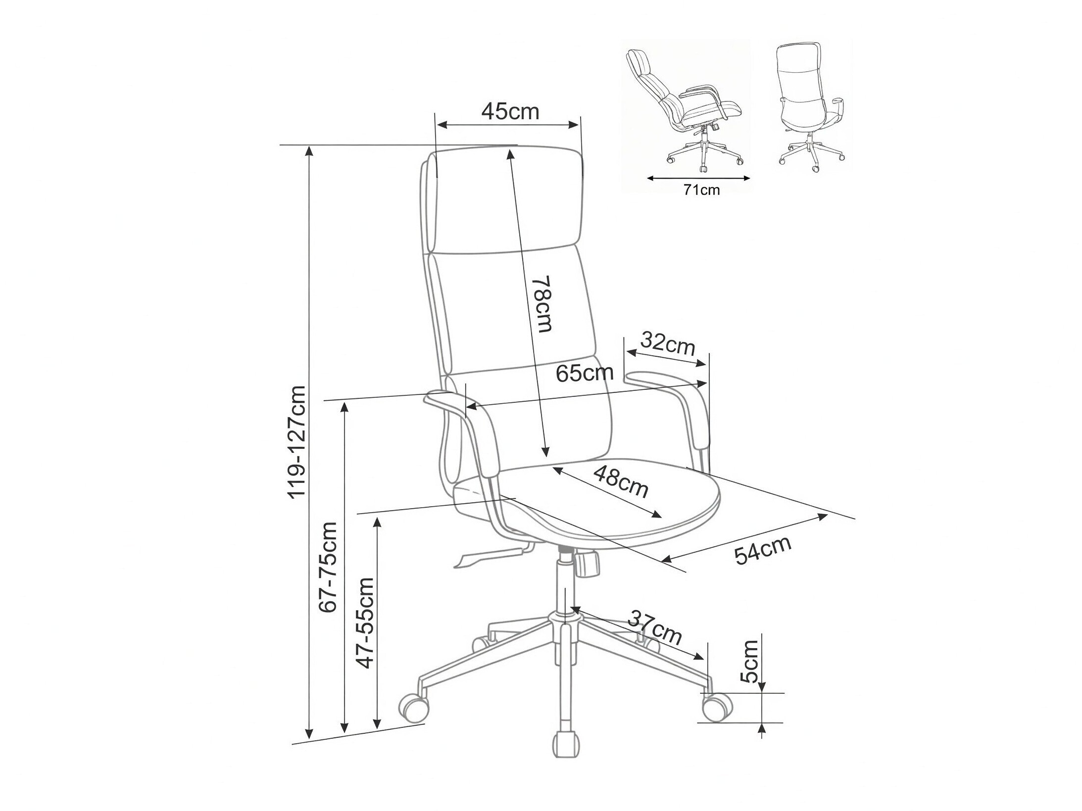 Scaun de birou Detroit 950 (Negru)