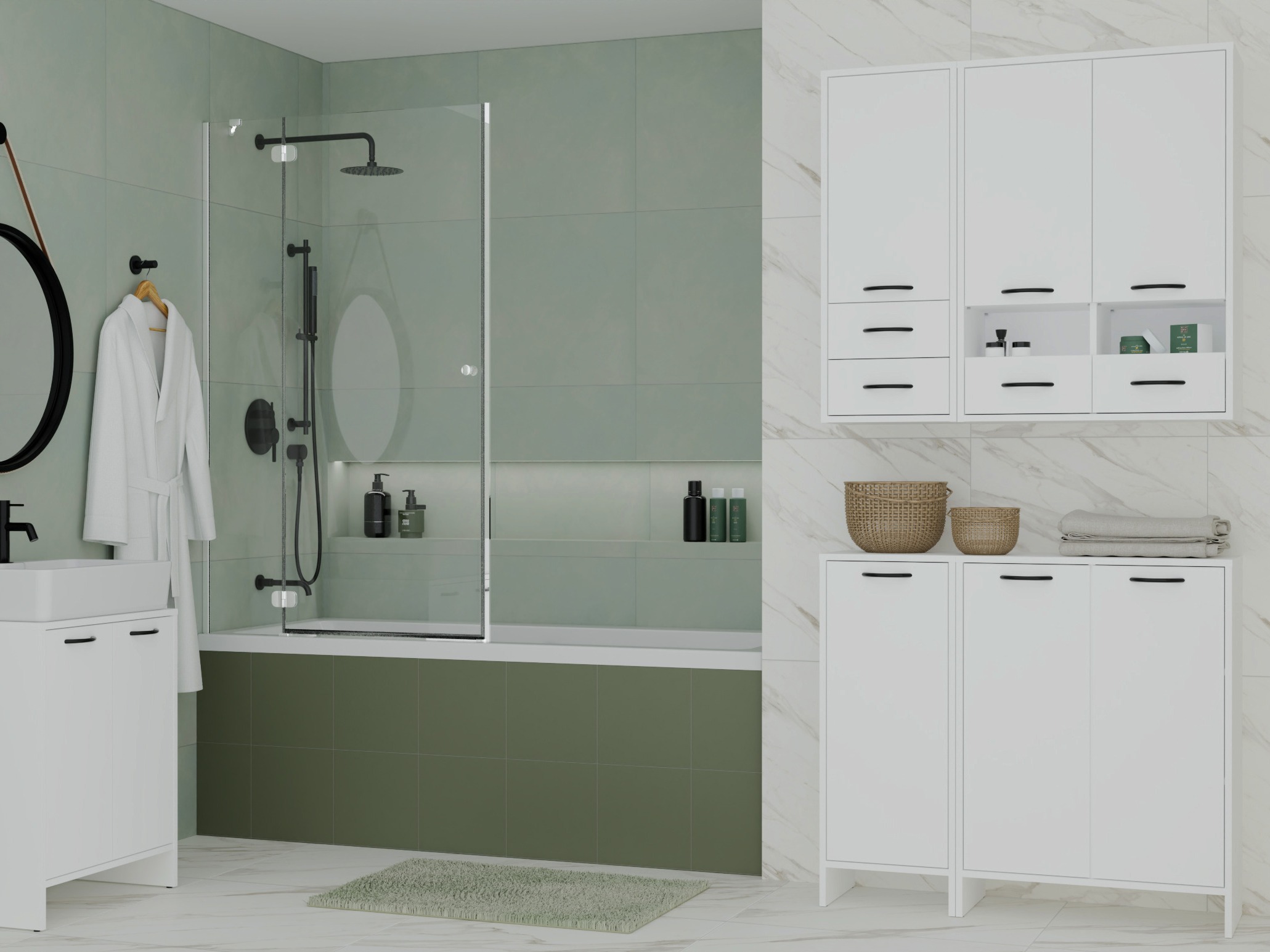 Cabinet de baie neancorat Servou 110 (Alb)