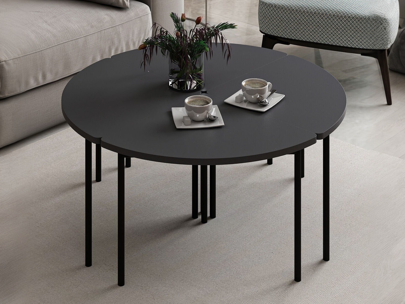 Set de măsuțe de cafea Kailua 2836 (Antracit)