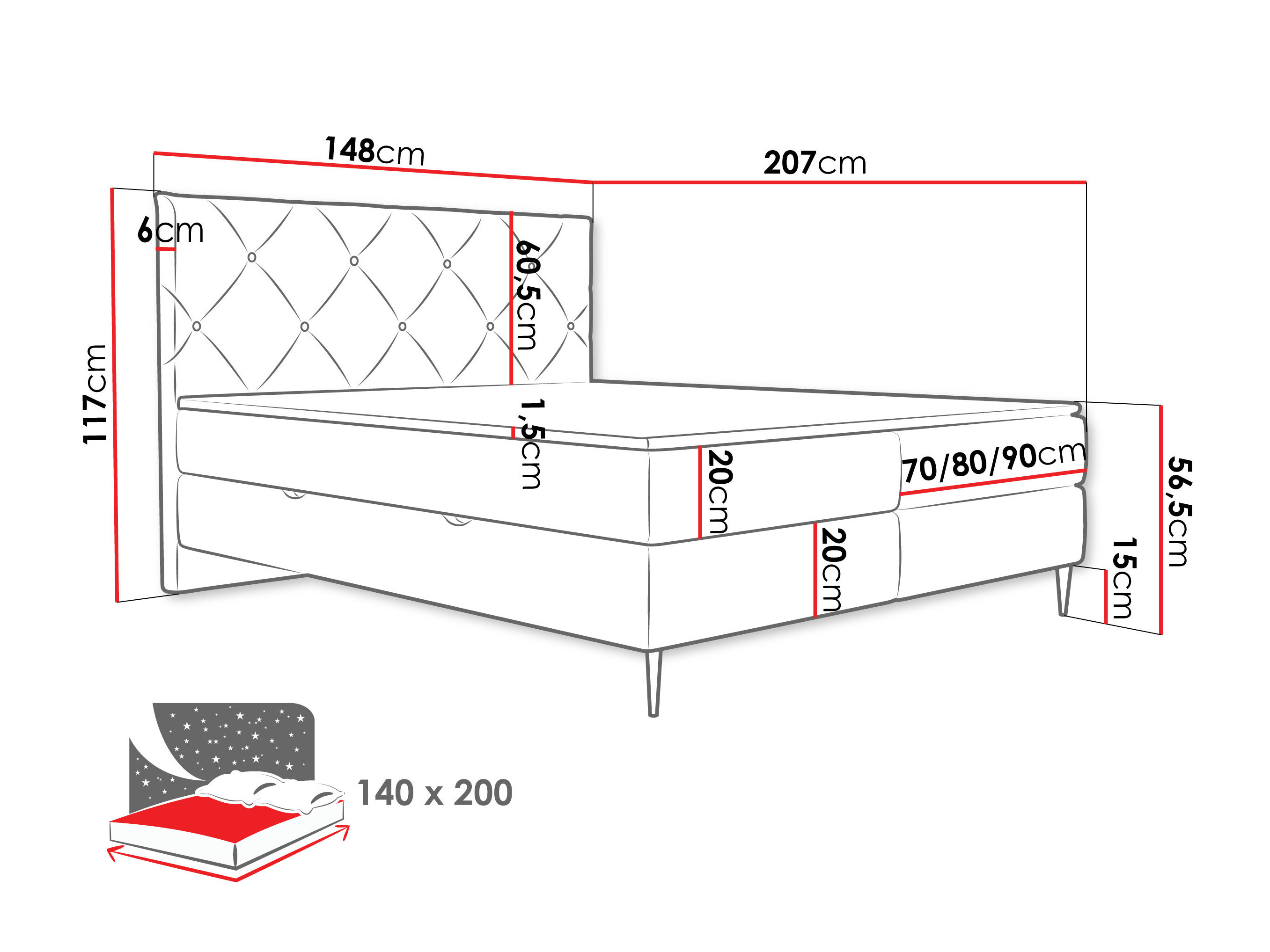 Pat boxspring ComfiDream Myrel (Verita 52)