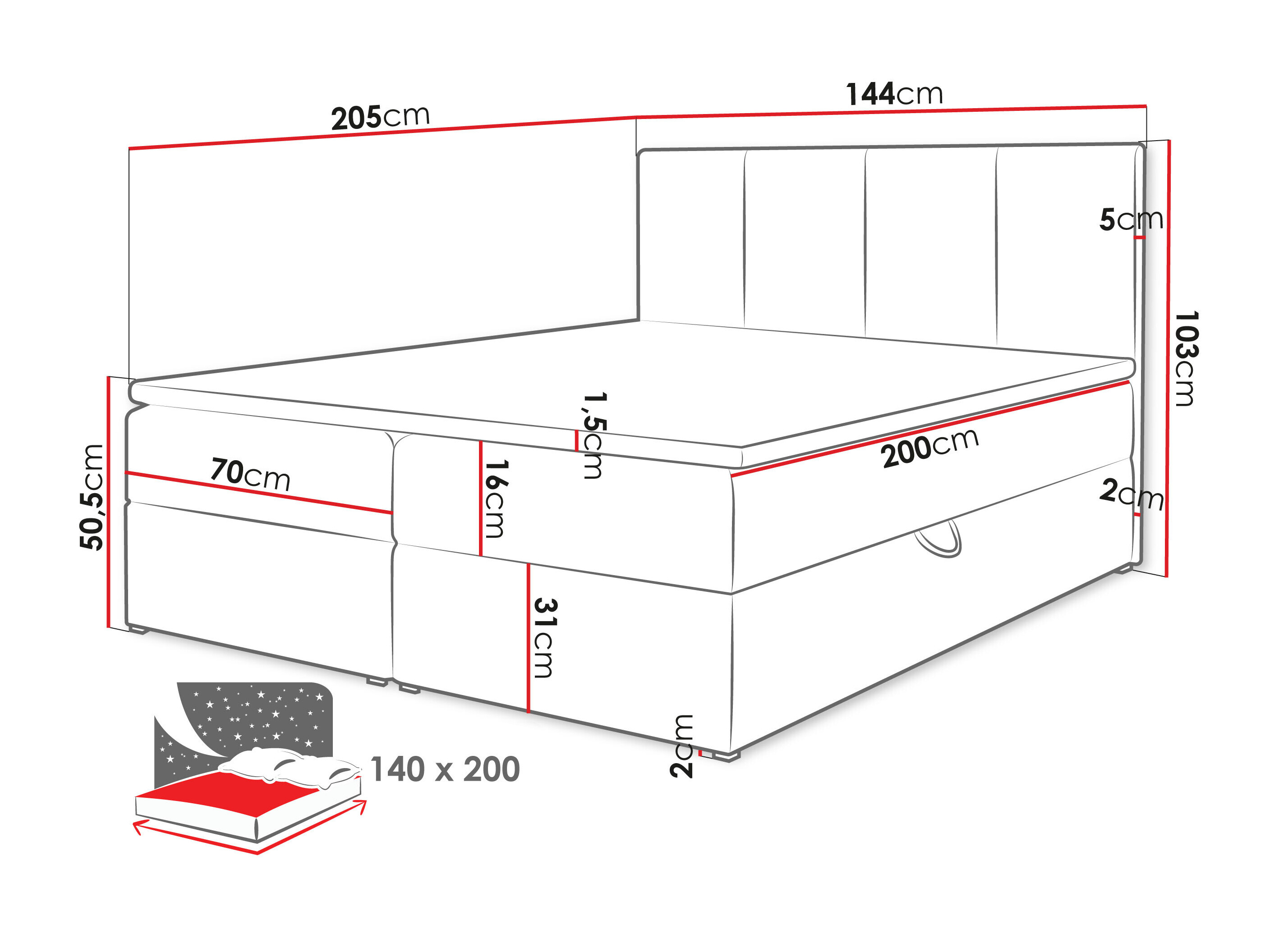 Pat boxspring Oppidum (Polo 891)