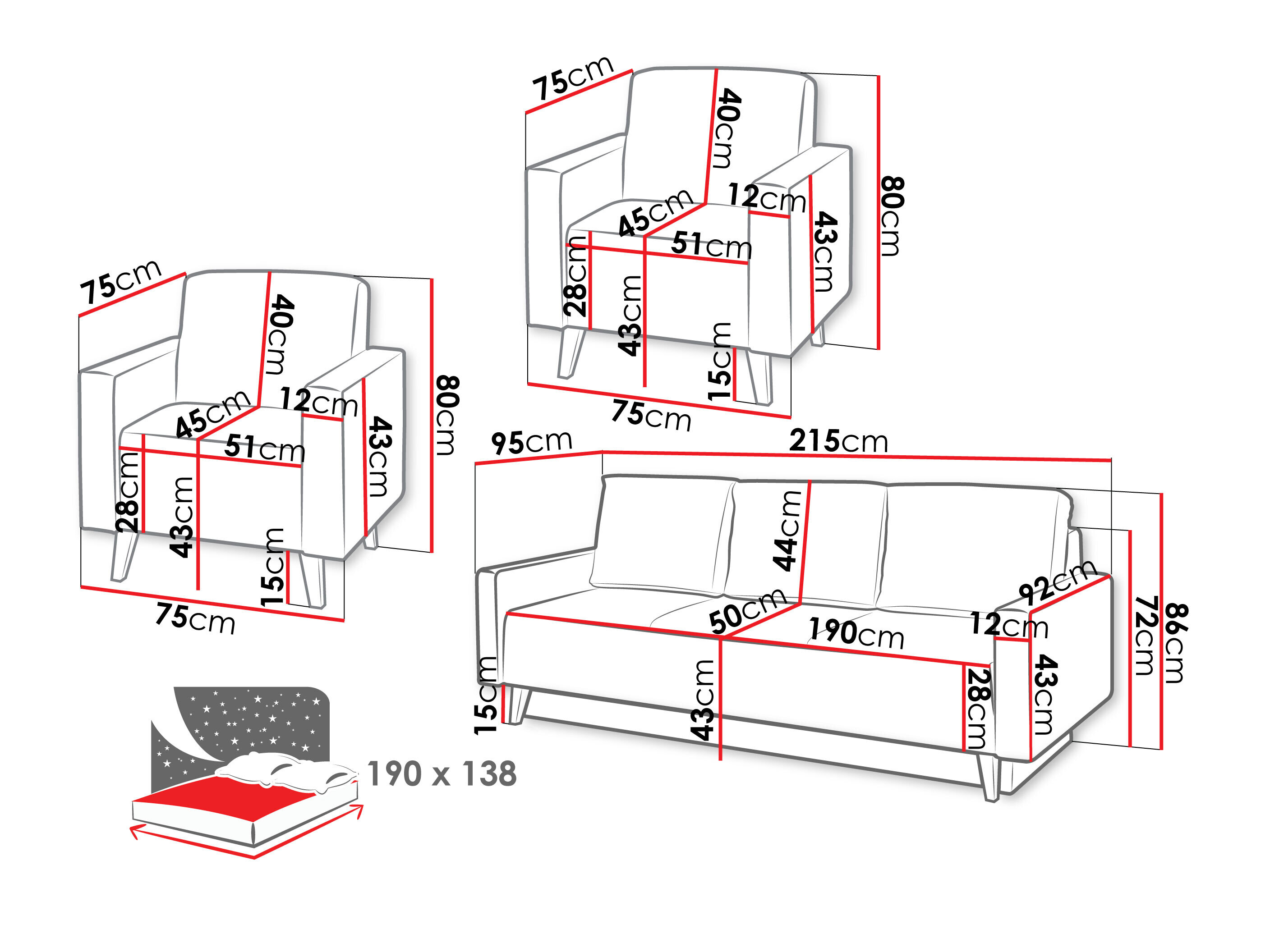 Set mobilier tapițat Delbene 133 (Verita 98)