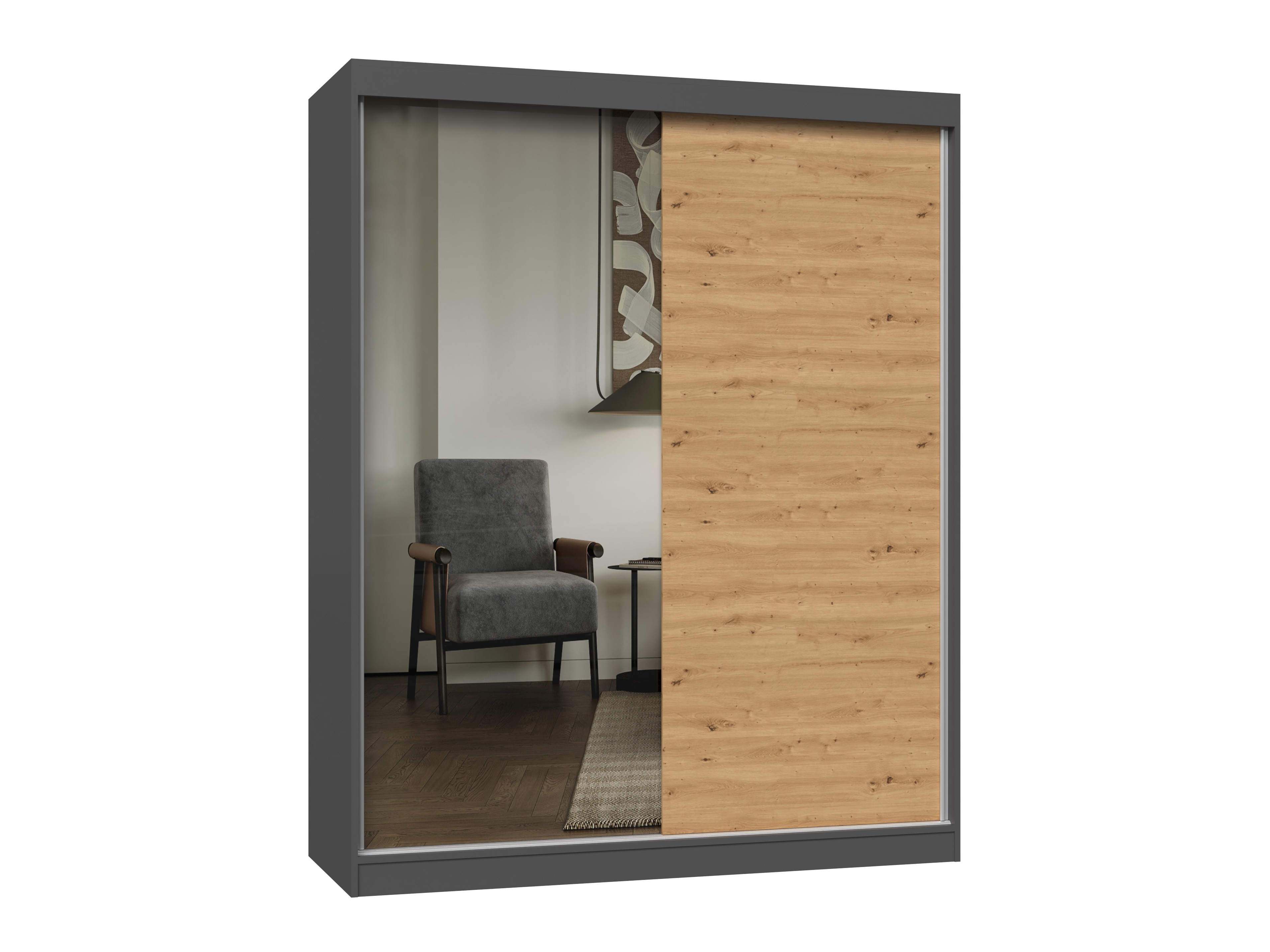 Dulap Mandeville 383 (Stejar artizan + Antracit)