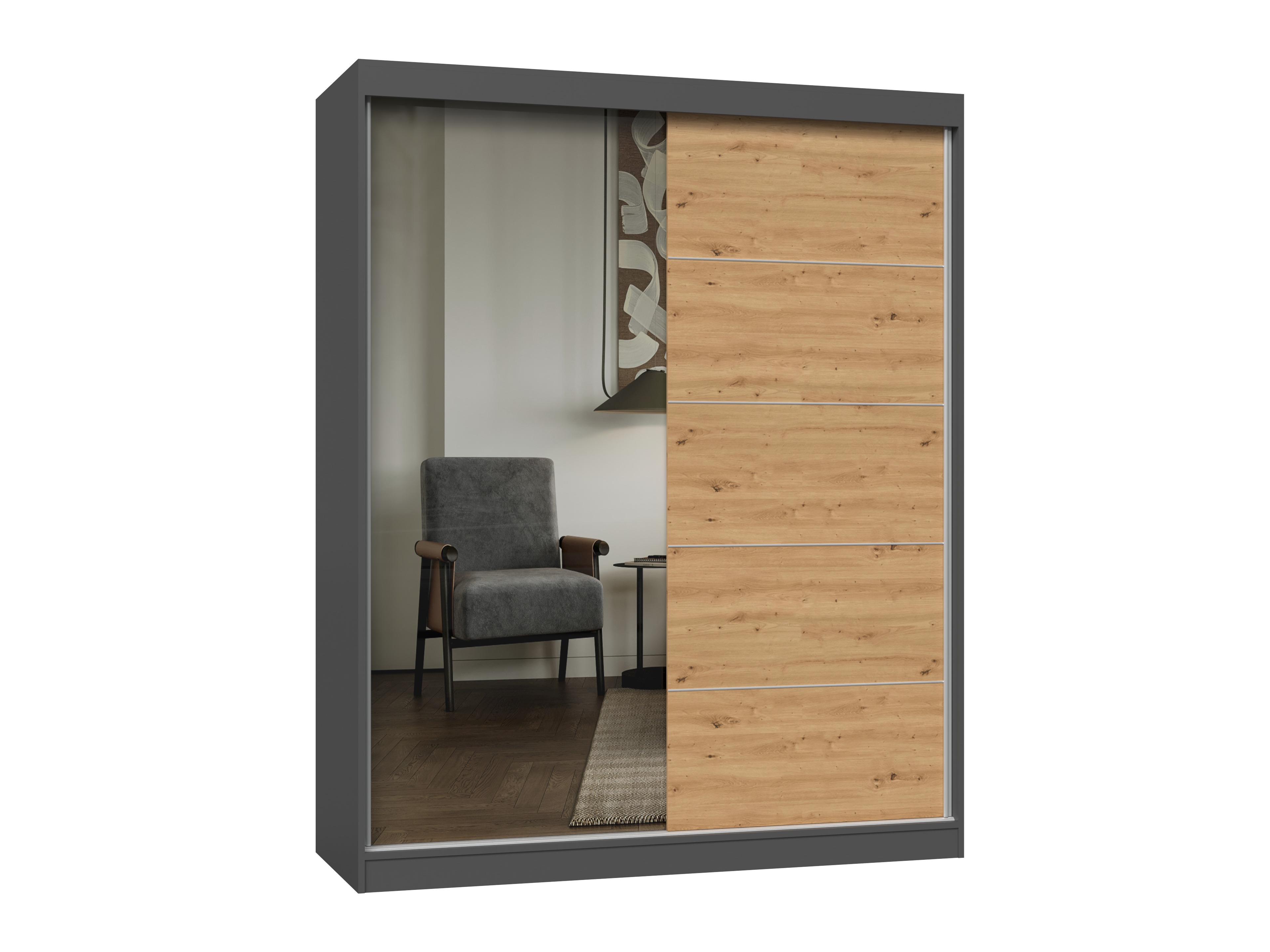 Dulap Mandeville 389 (Stejar artizan + Antracit)